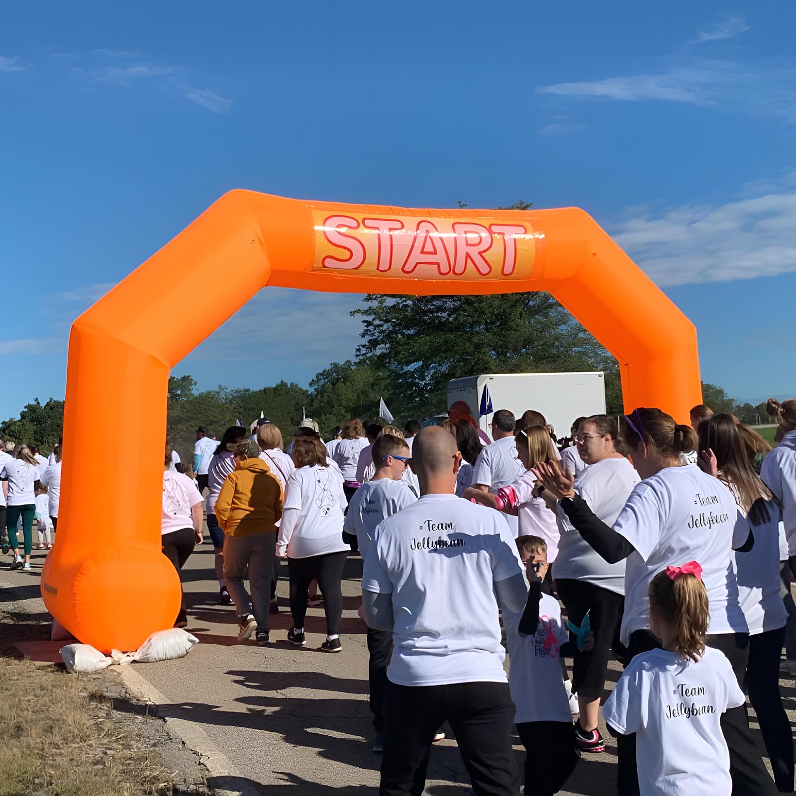 20Ft Inflatable Arch with Start Finish Banner and T-Shaped Base for Races and Events
