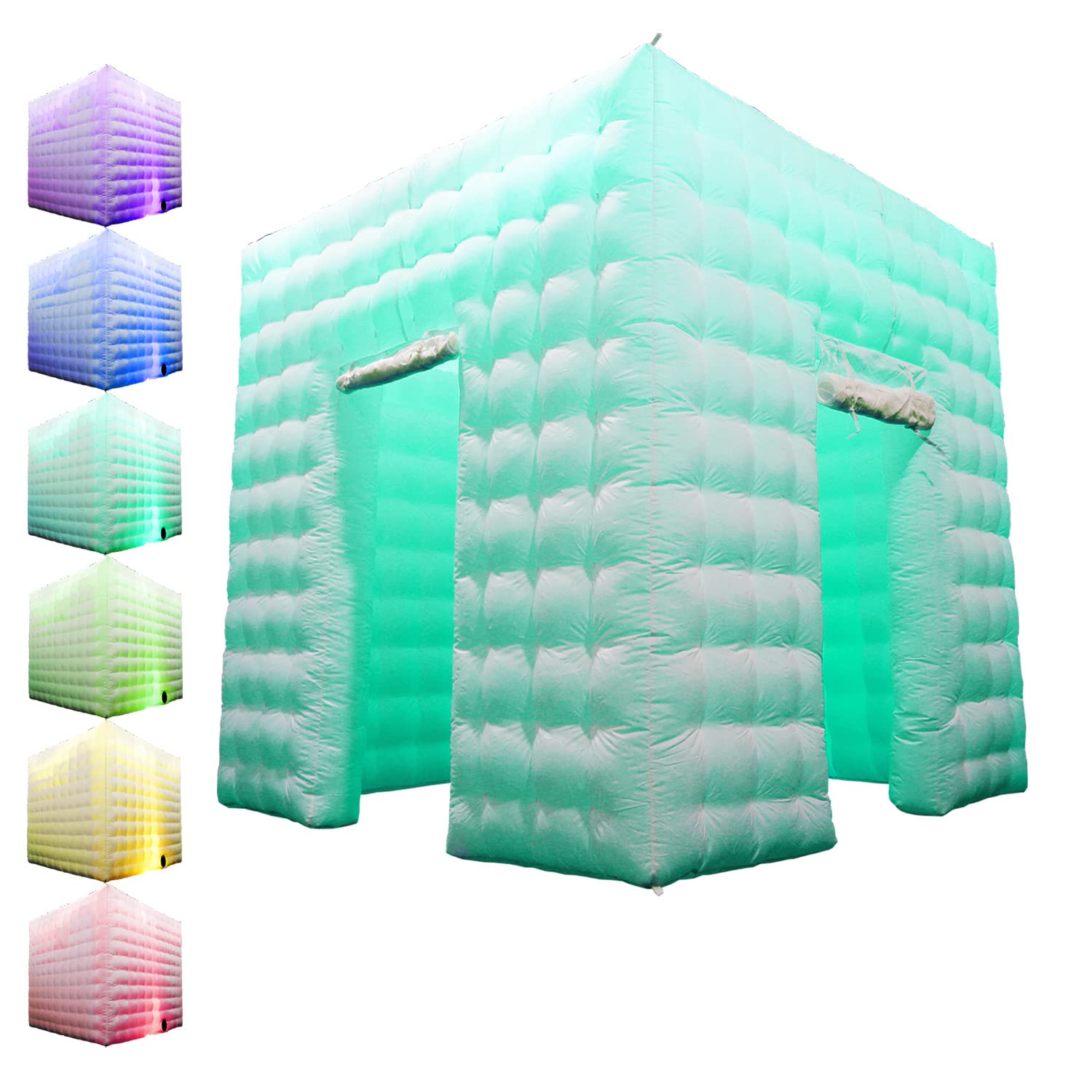 8.2Ft LED Inflatable Photo Booth Enclosure with 2 Doors - 16 Color LED Backdrop Tent for Events