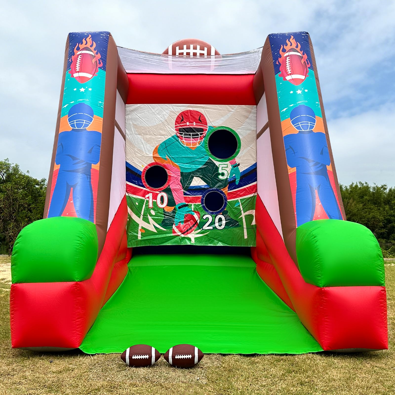 PVC Inflatable Football Toss Game 12Ft with 2 Balls and Blower for Parties and Rentals