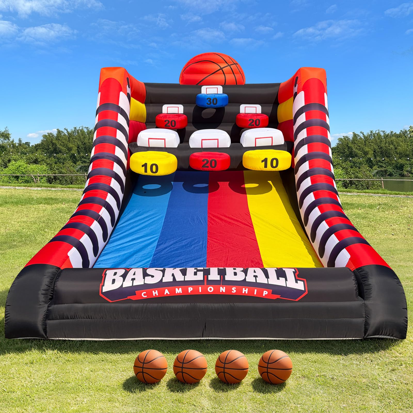 13Ft Inflatable Basketball Shootout Game with 3-Tier Scoring Targets Challenge for Events & Parties