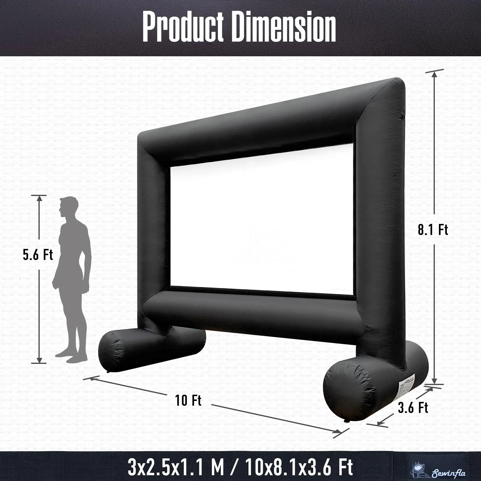 14Ft Inflatable Movie Projector Screen with Built-in Fan Supports Front and Rear Projection for Events