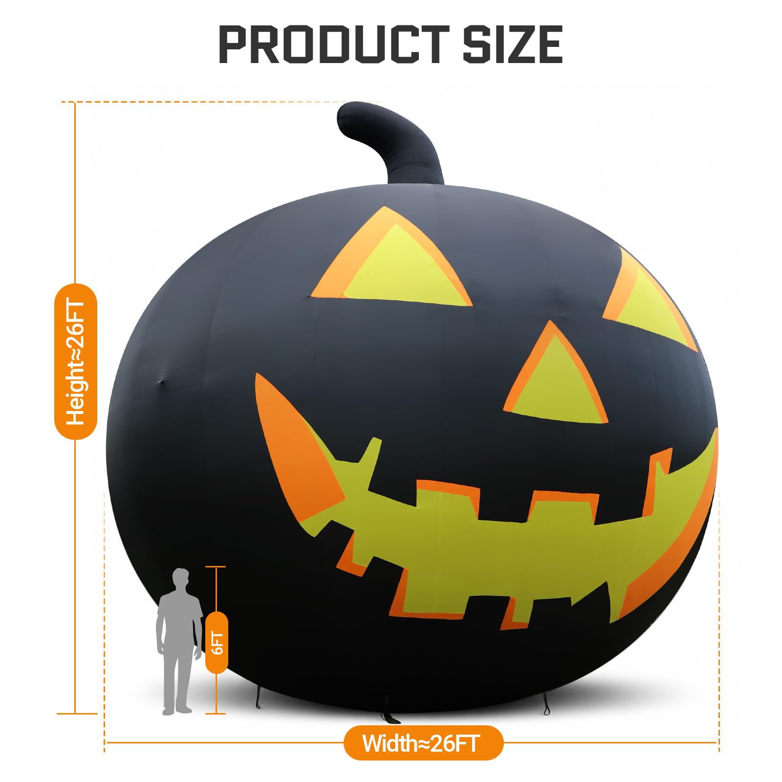 Giant 26FT Commercial Halloween Inflatable Pumpkin Decoration with 680W Blower – Blow Up Outdoor Halloween Decor for Yard, Lawn, Parties, Events & Holiday Displays