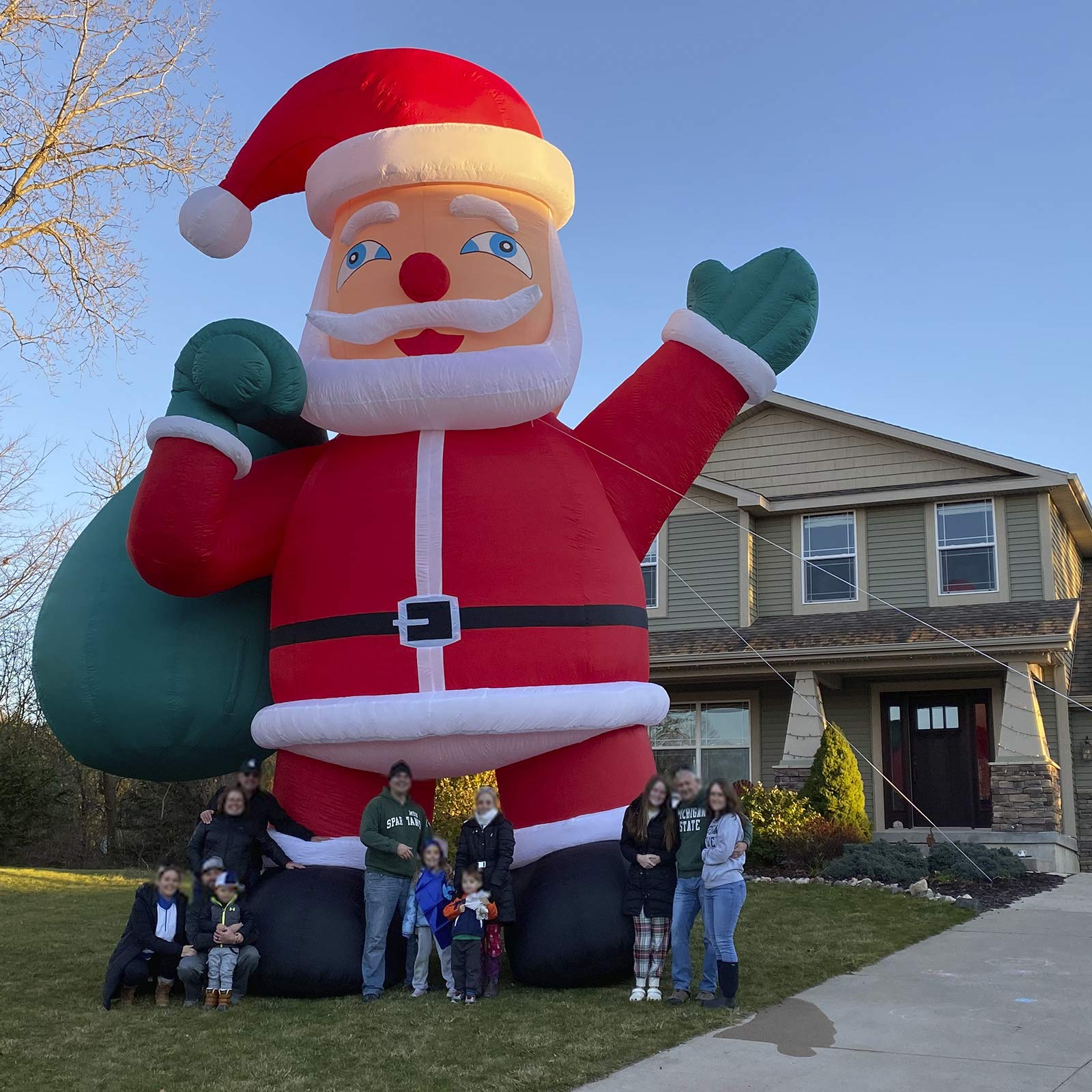 33Ft Giant Premium Inflatable Santa Claus with Blower for Christmas Yard Decoration - No Lights Included