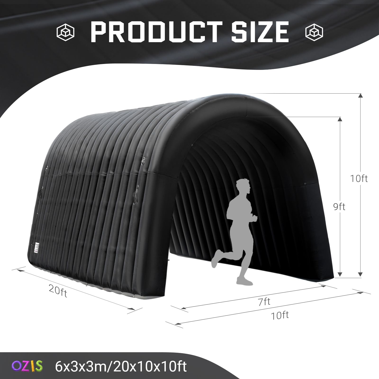 OZIS 20FT Inflatable Tunnel Sports Tunnel Entrance with Installed Blower