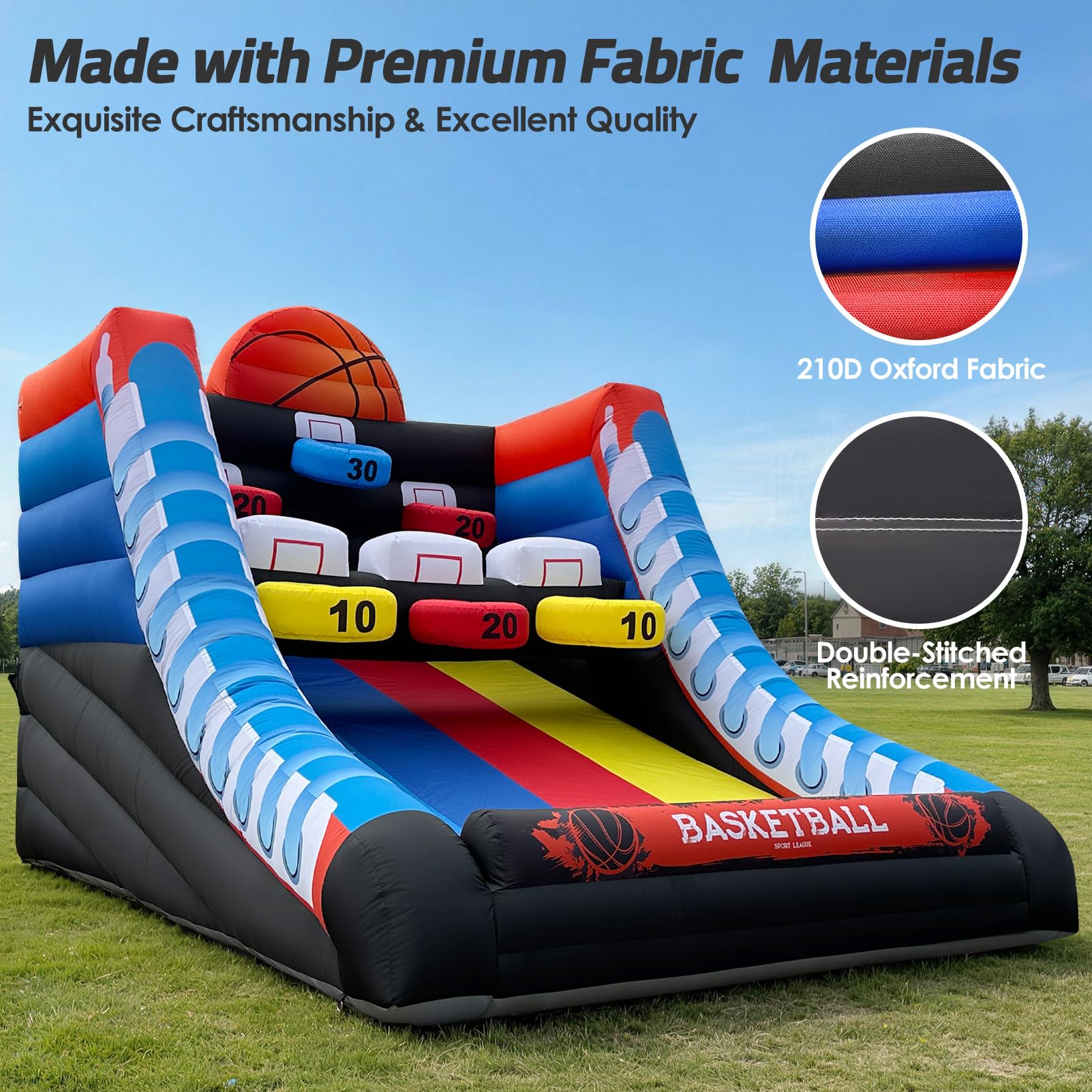 Inflatable Basketball Shootout Game 13x10Ft with 3-Tier Scoring Targets Challenge for Events & Parties