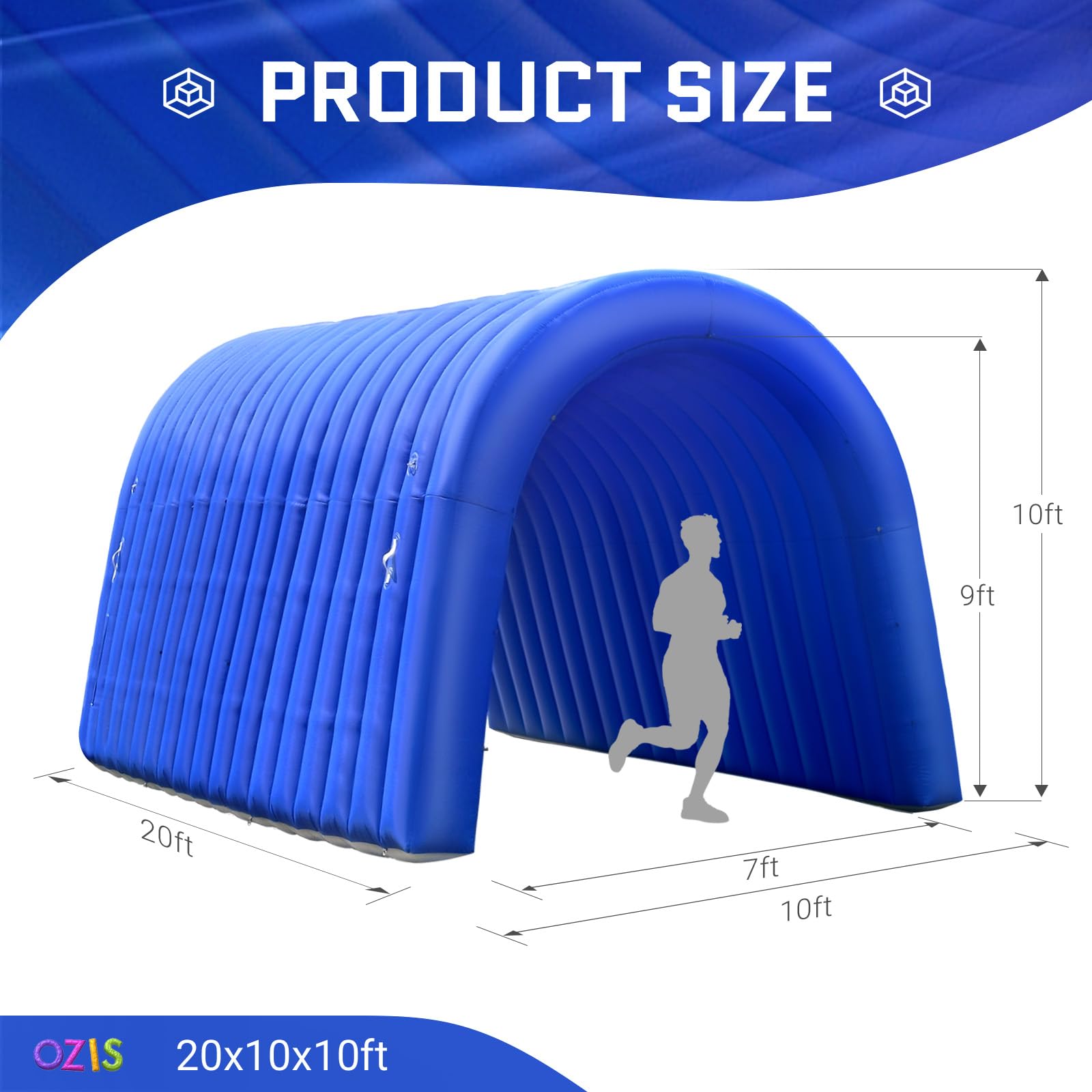 OZIS 20FT Inflatable Tunnel Sports Tunnel Entrance with Installed Blower