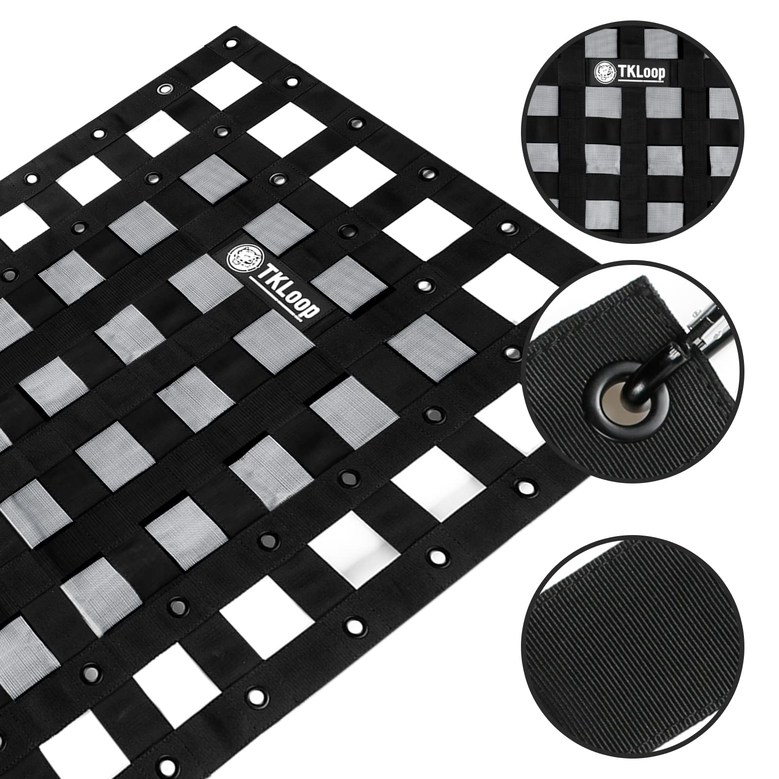 TKLoop Heavy Duty Cargo Net 3' x 4.6' with Cam Buckles & Elastic Ropes for Pickup Truck Bed,SUV