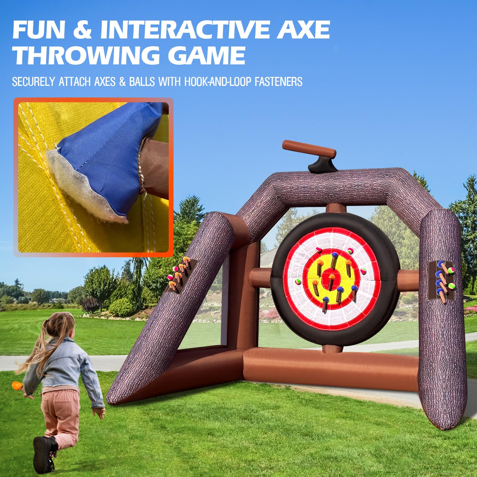 Inflatable Axe Throwing Game Inflatable Ball Toss Target Dart Board with 16 Axes+8 Balls