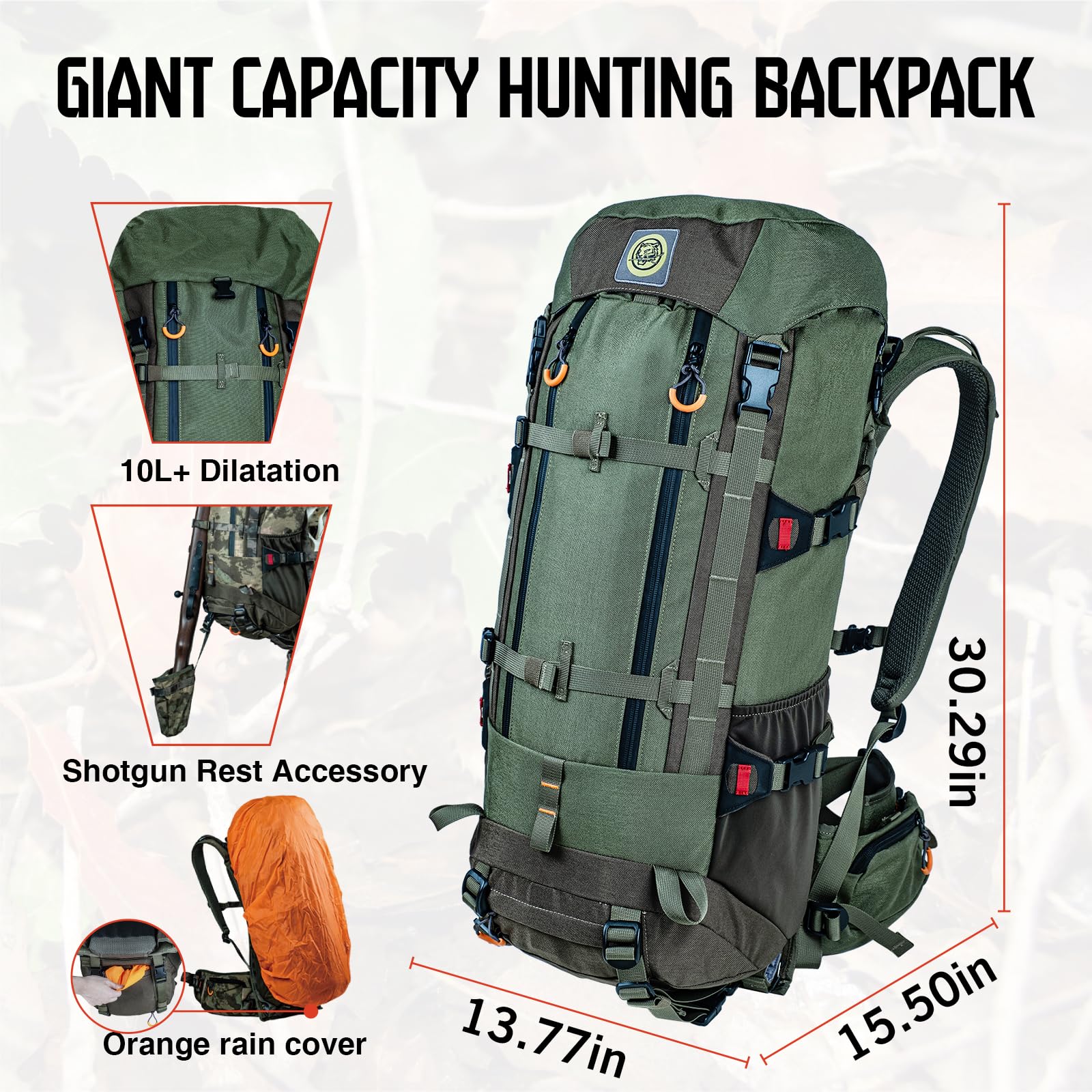 40L Hunting Backpack with Rain Cover