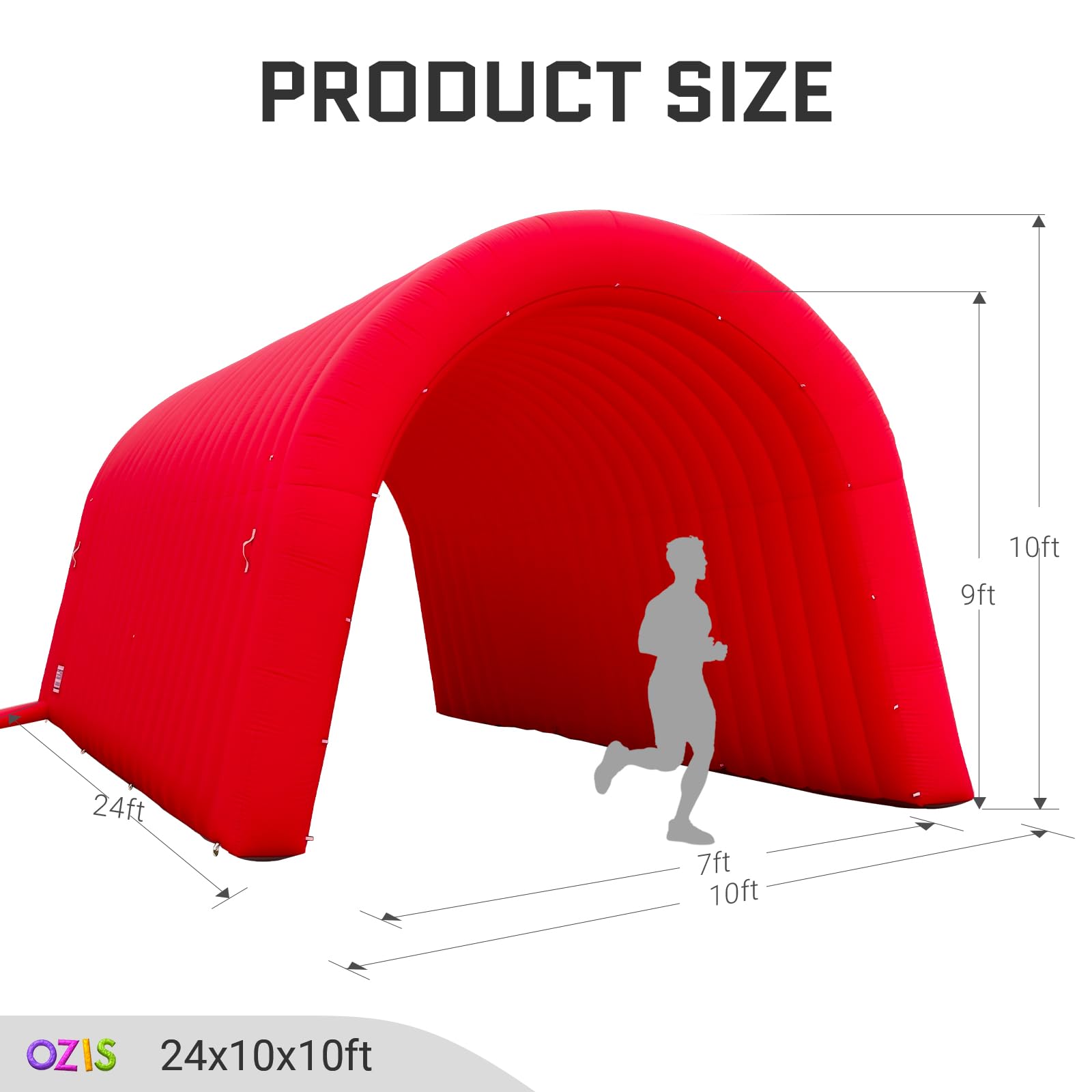 Inflatable Tunnel Entrance 24x10x10FT with Blower Entry Tunnel Tent for Sports Events and Outdoor Activities