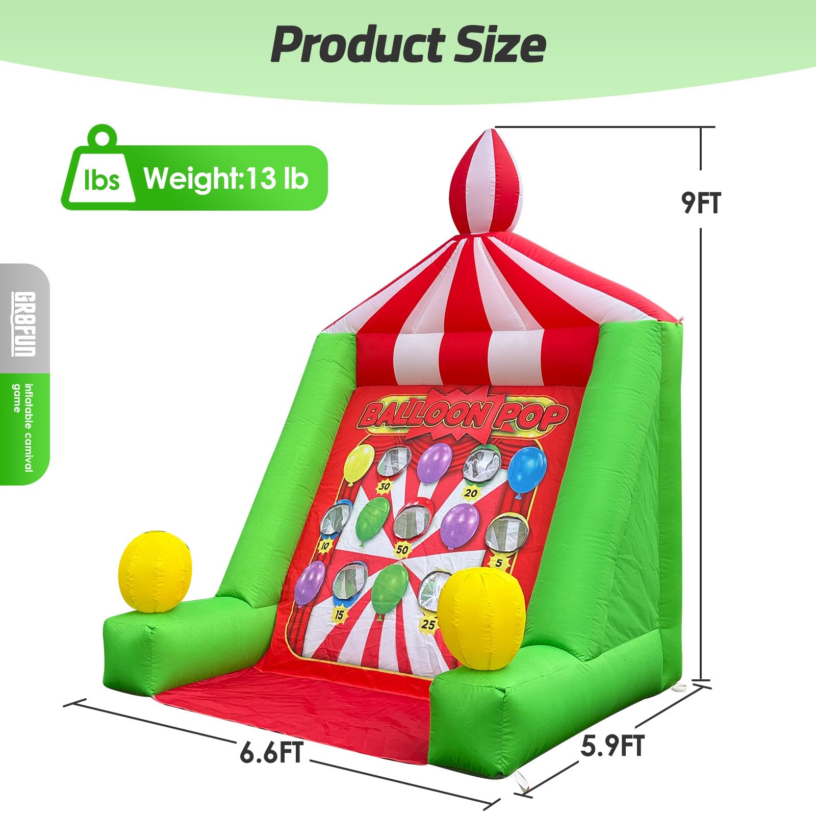 Inflatable Target Toss Game 6.6x6x9Ft with 8 Balls, Throwing Scoring Carnival Games for Events