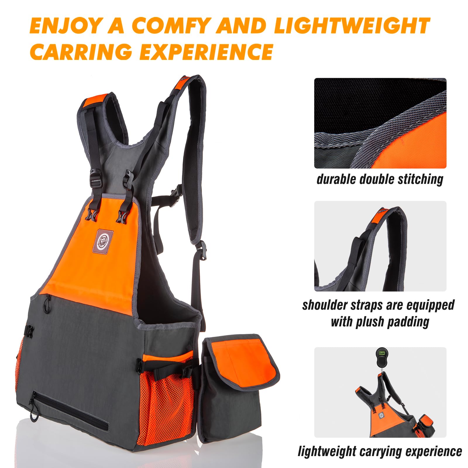 Upland Hunting Vest Adjustable Lightweight Pheasant Hunting Strap Vest Grey