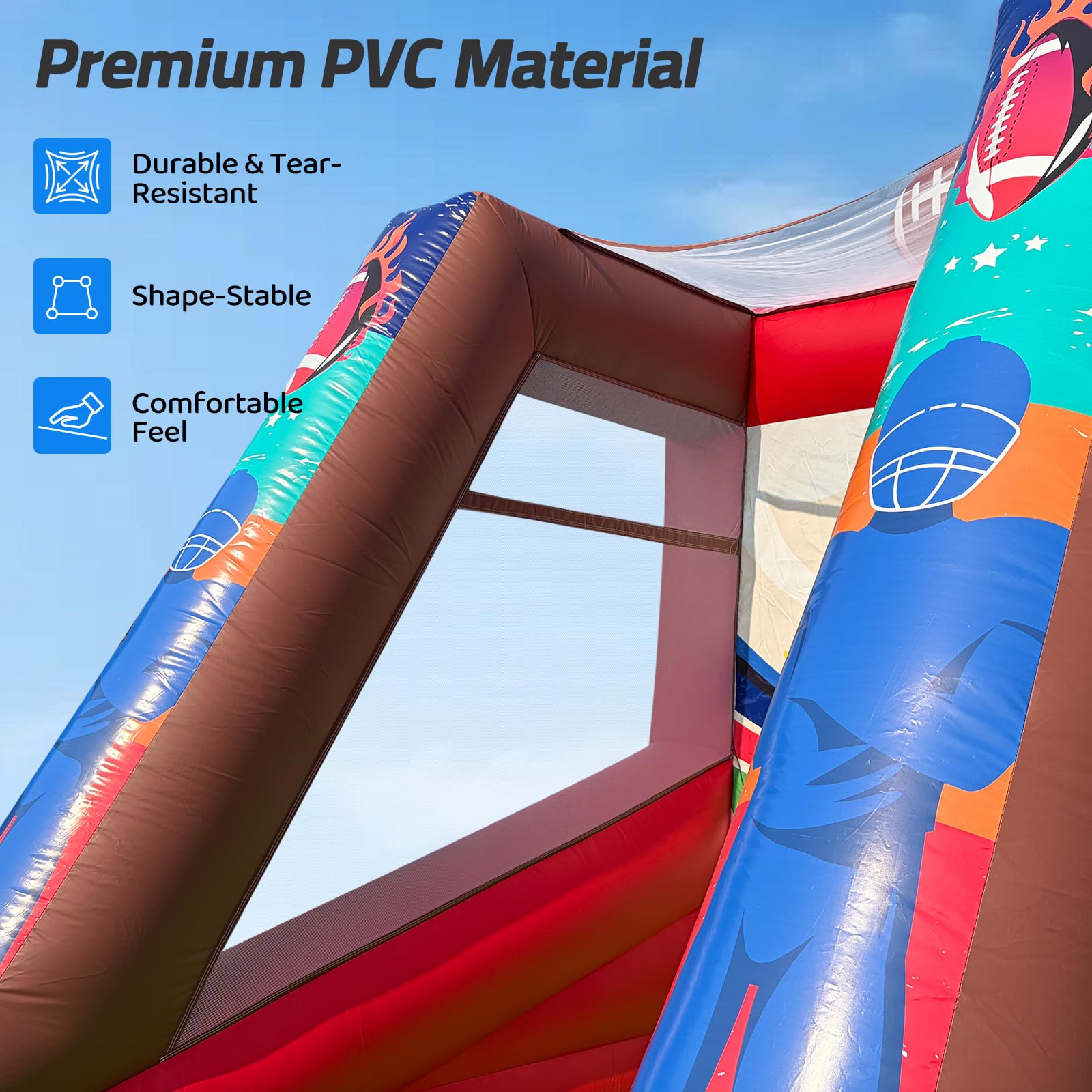 PVC Inflatable Football Toss Game 12Ft with 2 Balls and Blower for Parties and Rentals