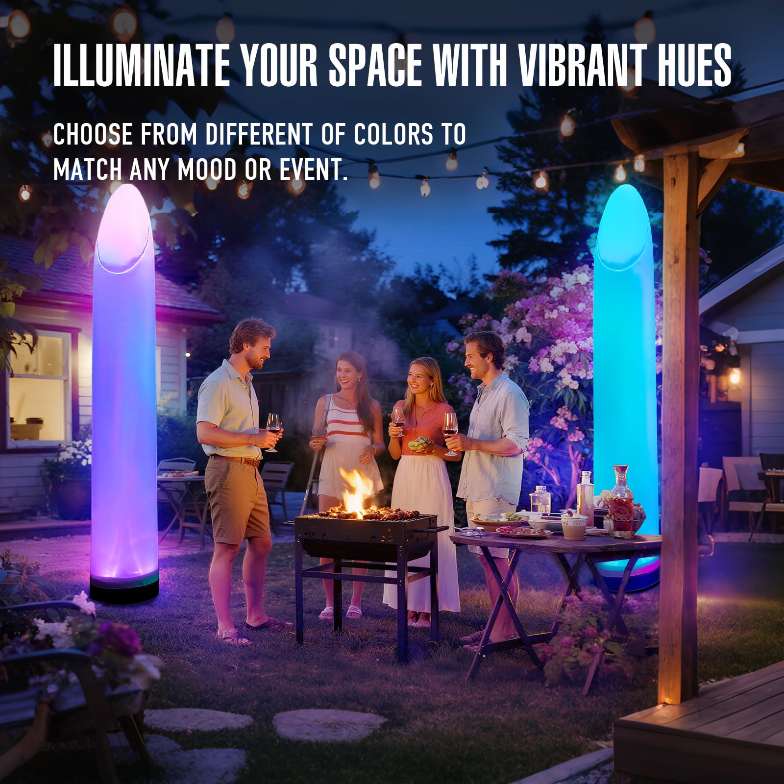 9Ft Inflatable Color-Changing Column Decorative Lamp Replaceable Tube Pillar - Cone