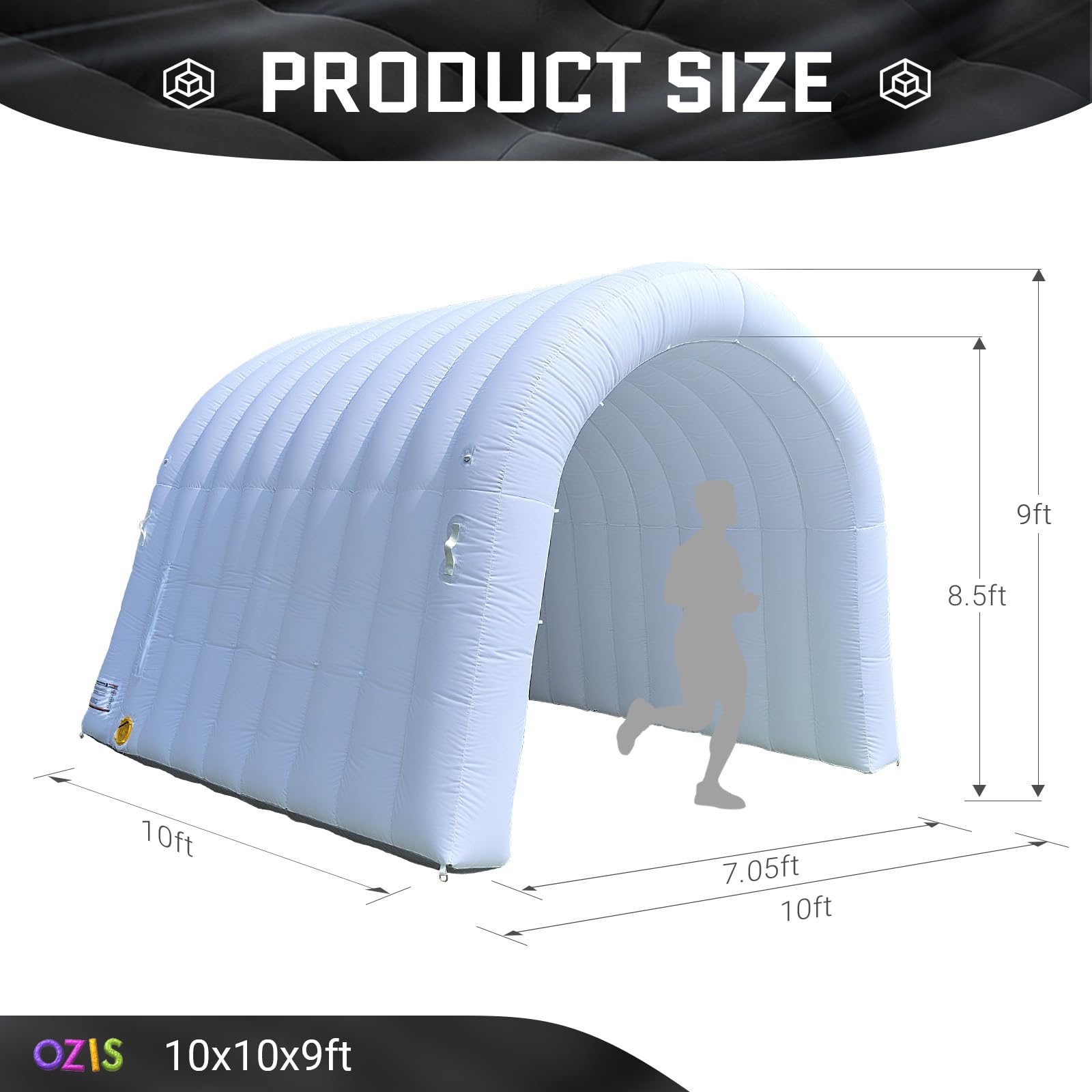 White Inflatable Tunnel Entrance Sports Tunnel with Installed Blower Football Tunnel Tent