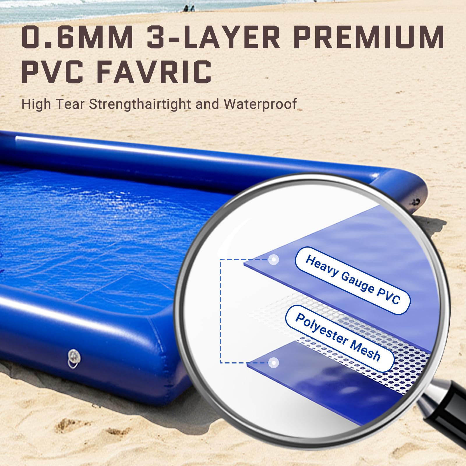 Inflatable Volleyball Court 30Ft with Air Pump & Volleyball, Commercial Grade PVC Volleyball Pool Field