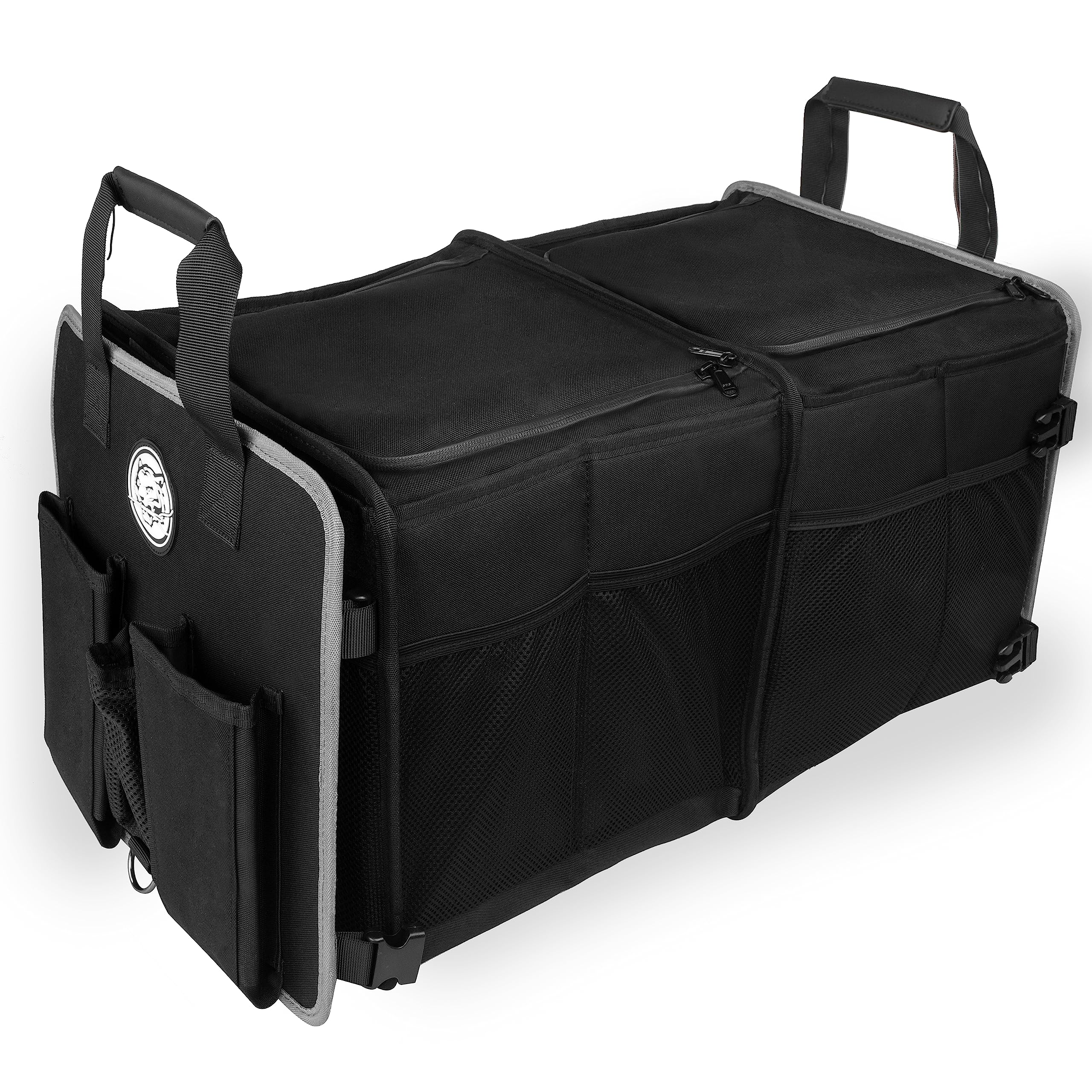 TKLoop Portable Trunk Organizer Premium 3 Compartments Collapsible Car Storage Organizer for Sedan, SUV, Truck, Minivan
