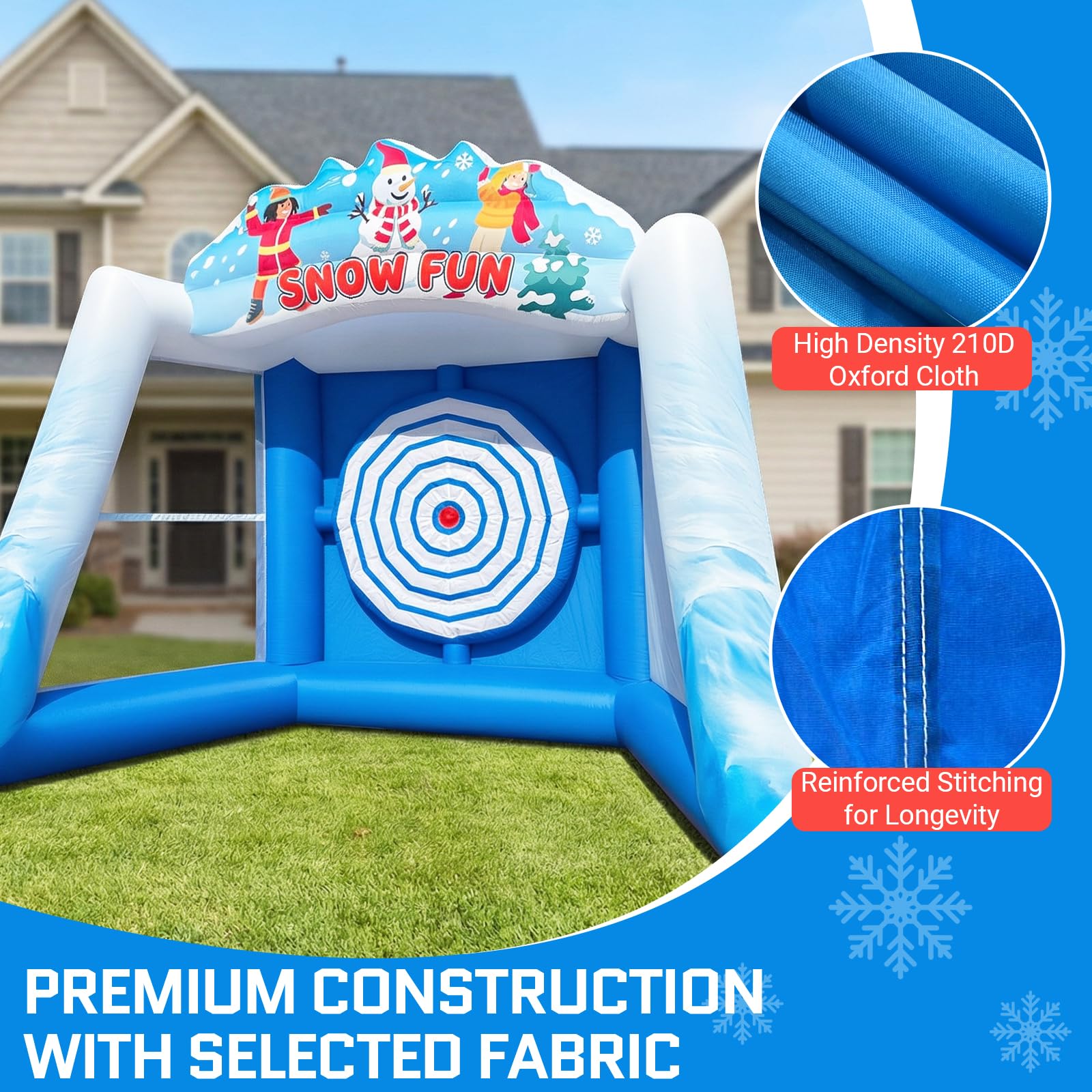 Inflatable Axe Throwing Game Inflatable Ice Snow Axe Target Board 14x9x11Ft with 16 Axes & 8 Balls