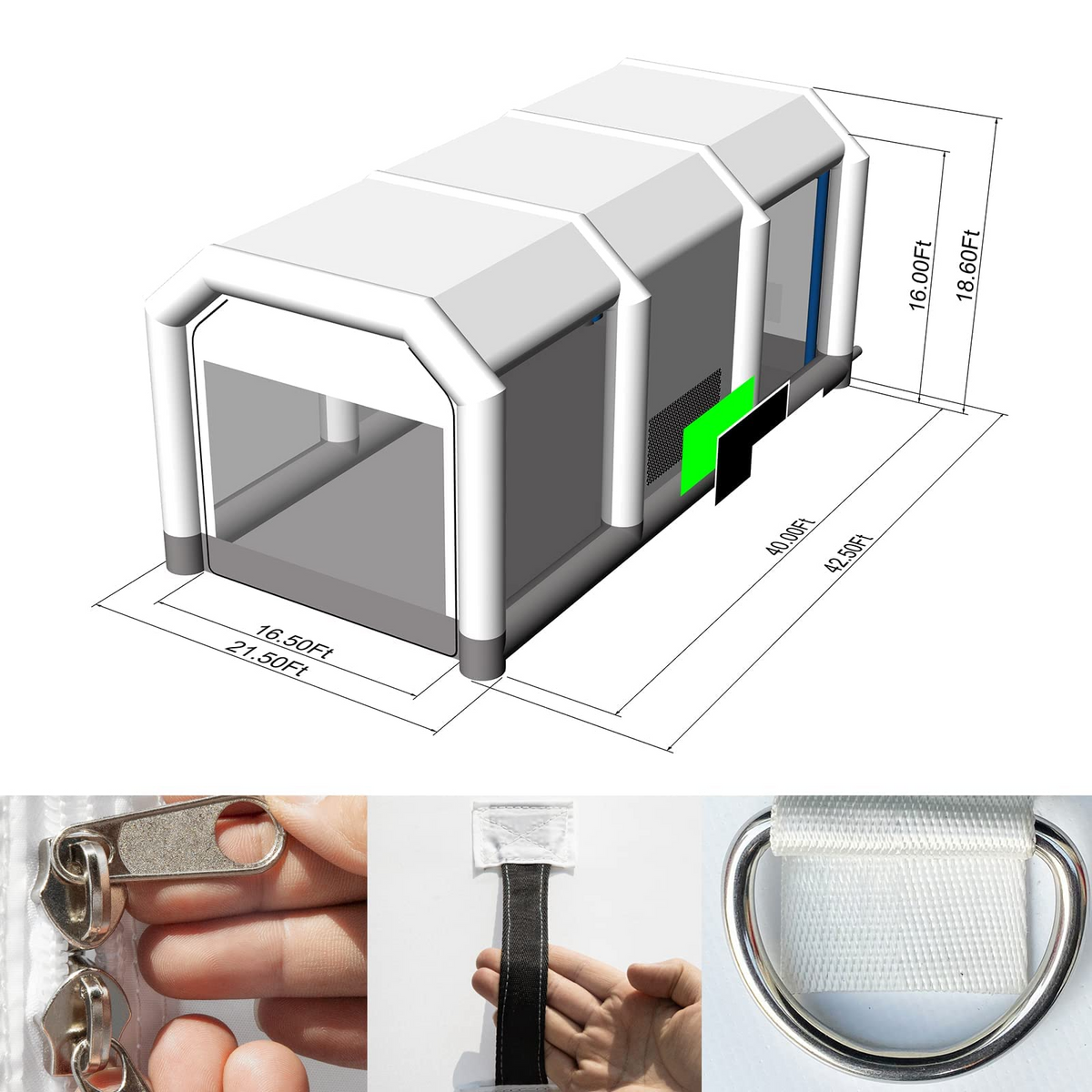 GORILLASPRO Inflatable Spray Paint Booth 42.5X21.5X18.6Ft with 1100W+1100W+1100W Blowers, Large Portable Auto Paint Booth for Trucks, Aircraft or Other Big Items Painting
