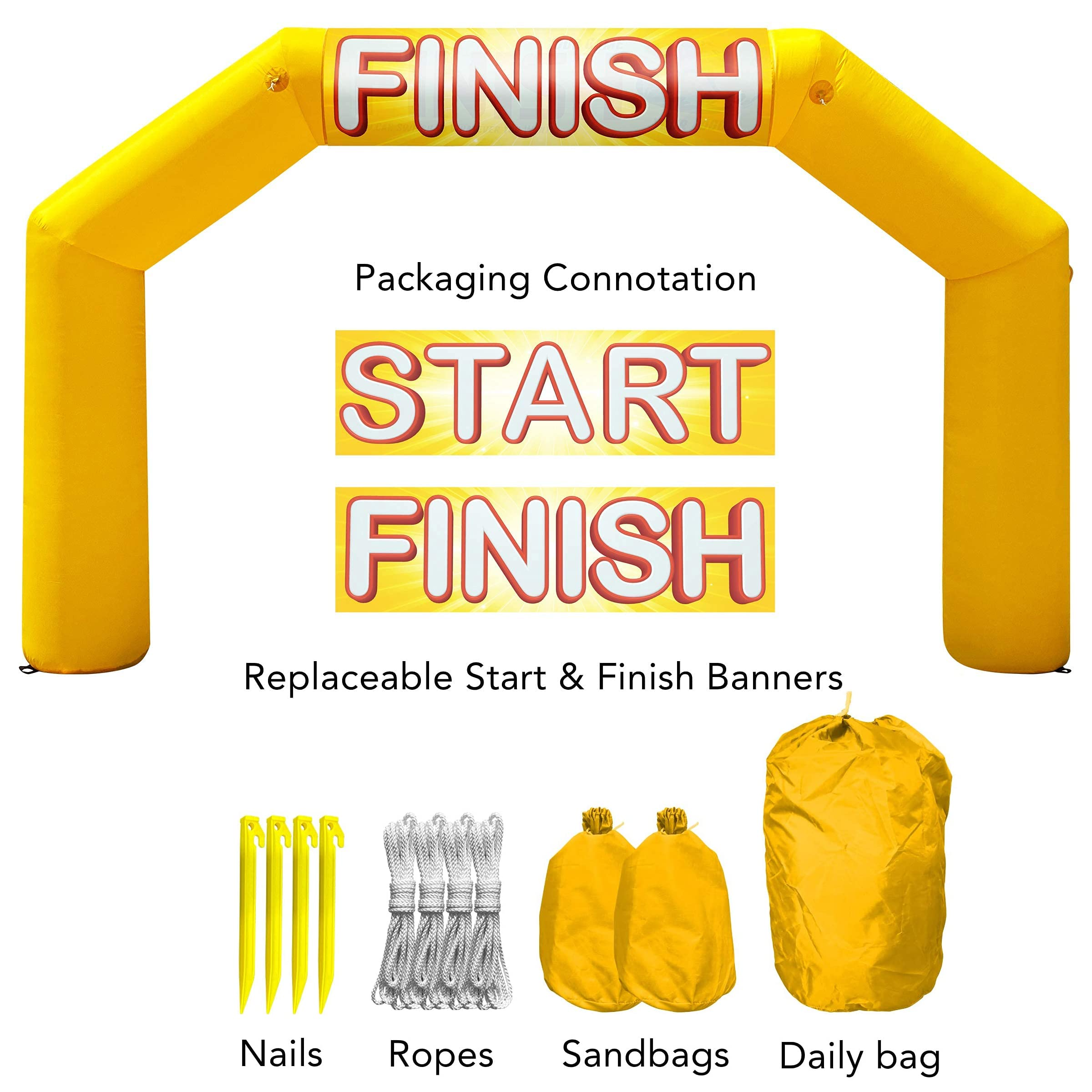 20Ft Inflatable Arch with Start Finish Line Banners & Blower for Races and Events