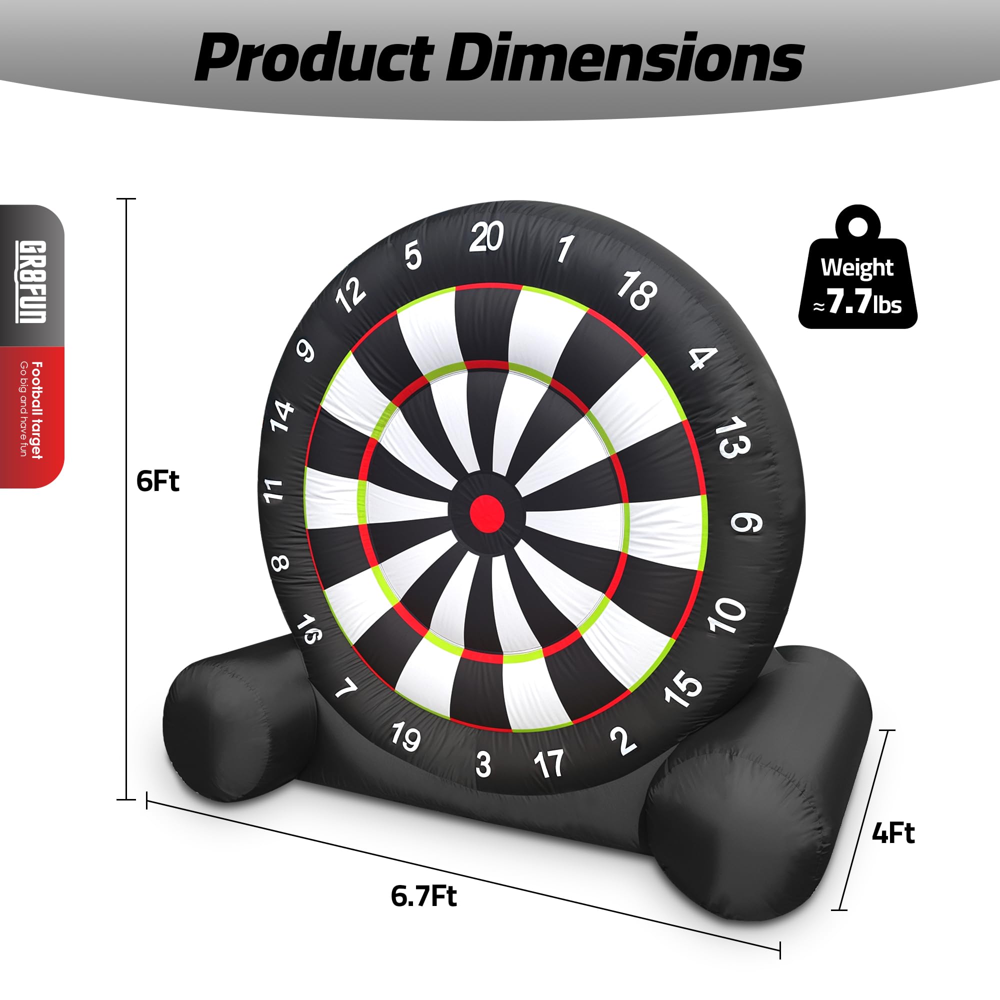 Inflatable Dart Board 6FT Giant Indoor & Outdoor Toss & Stick Game for Parties & Events