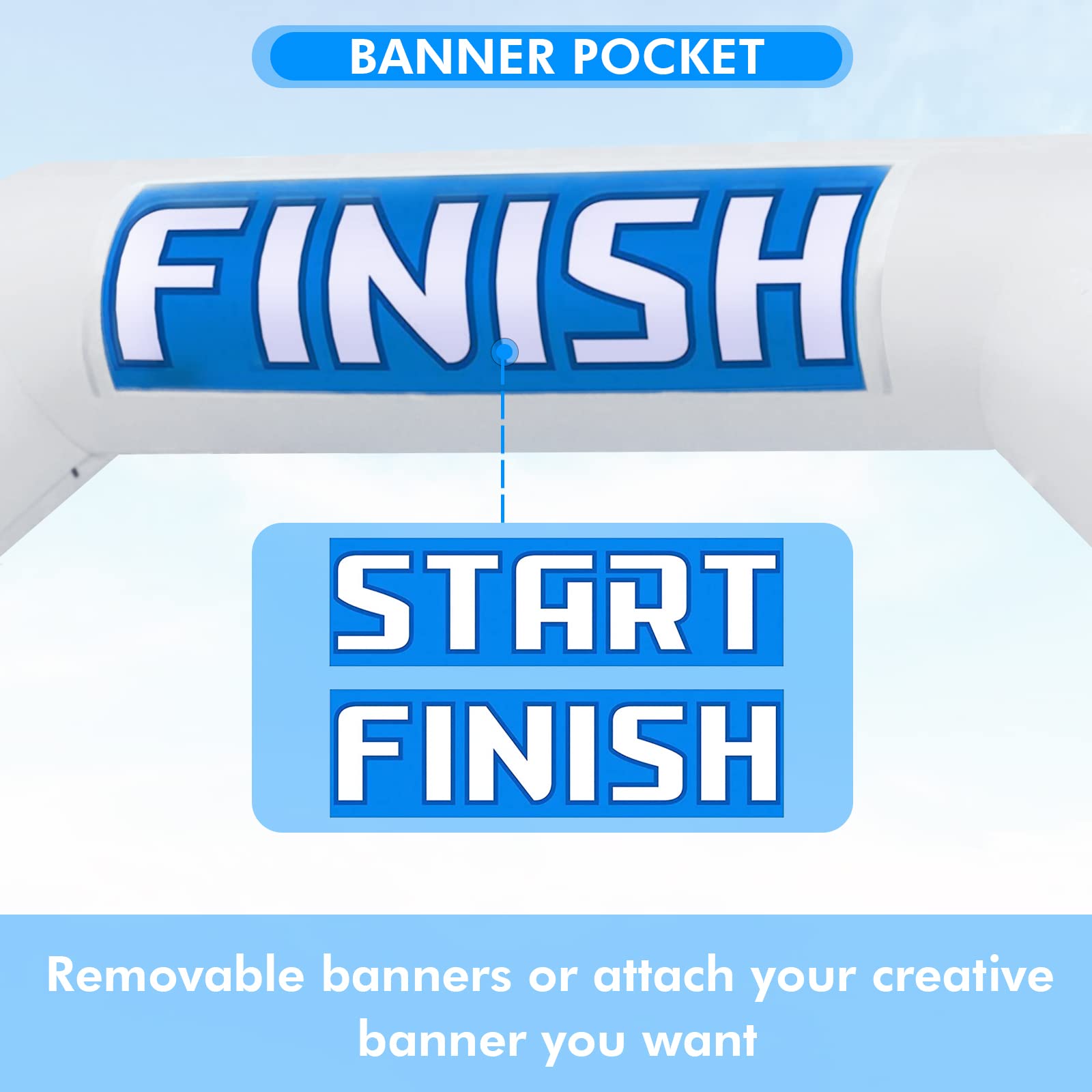 20Ft Inflatable Arch with Start Finish Banner and T-Shaped Base for Races and Events