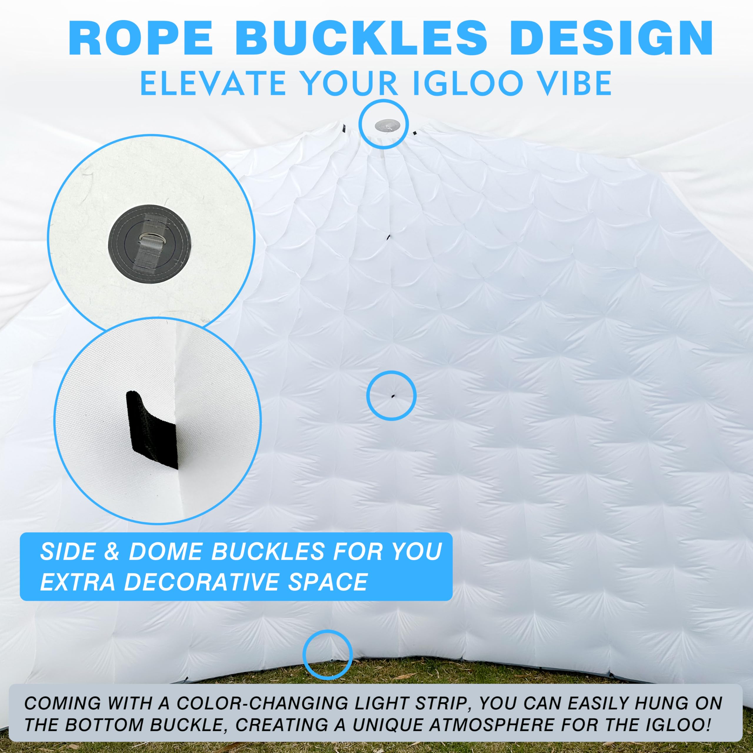 16Ft Inflatable Igloo Dome Tent, LED Strip Lights & Blower Included, Portable Igloo Party Tent for Night Club, Event ,Advertising