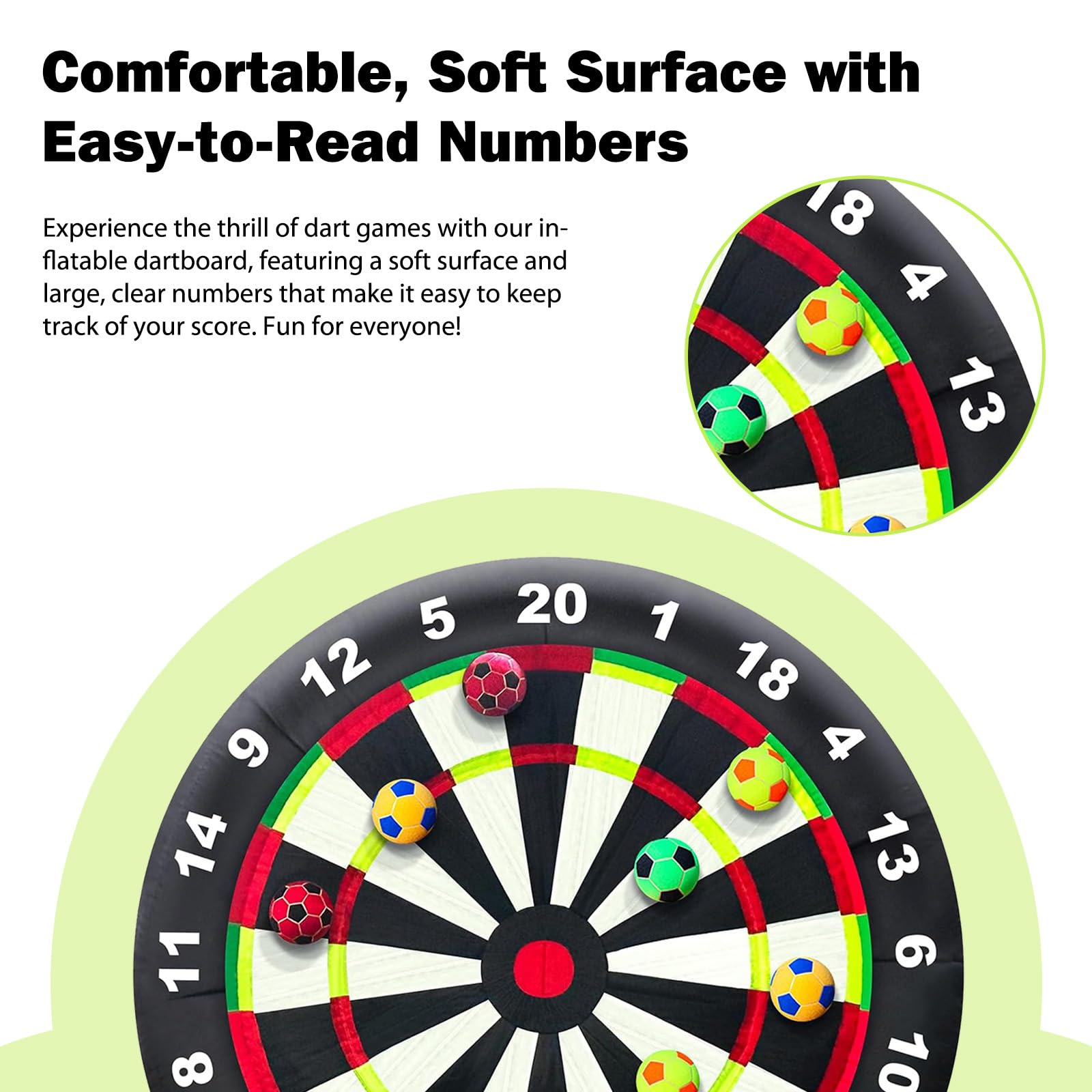 OZIS 10Ft Tall Giant Inflatable Soccer Ball Darts Board with 8pcs Soccer Ball & 350W Blower - Support Frame for Kick Dartboard Sport Game for Outdoor Backyard Active Play for Kids and Adults