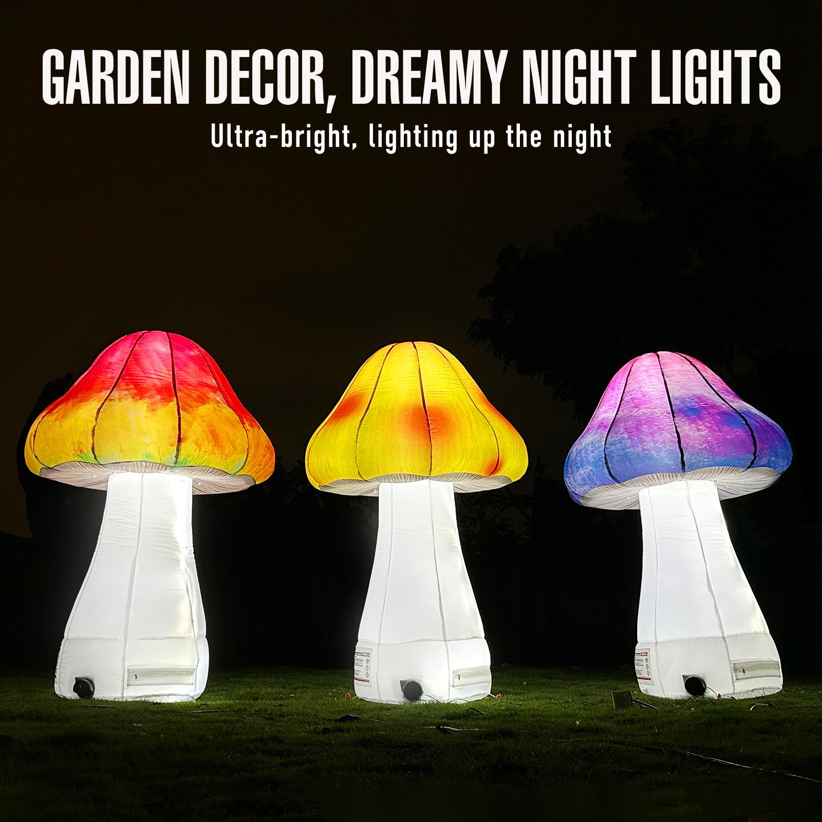 6 FT LED Inflatable Mushroom with Built‑in Fan, Light Strip & Remote Control