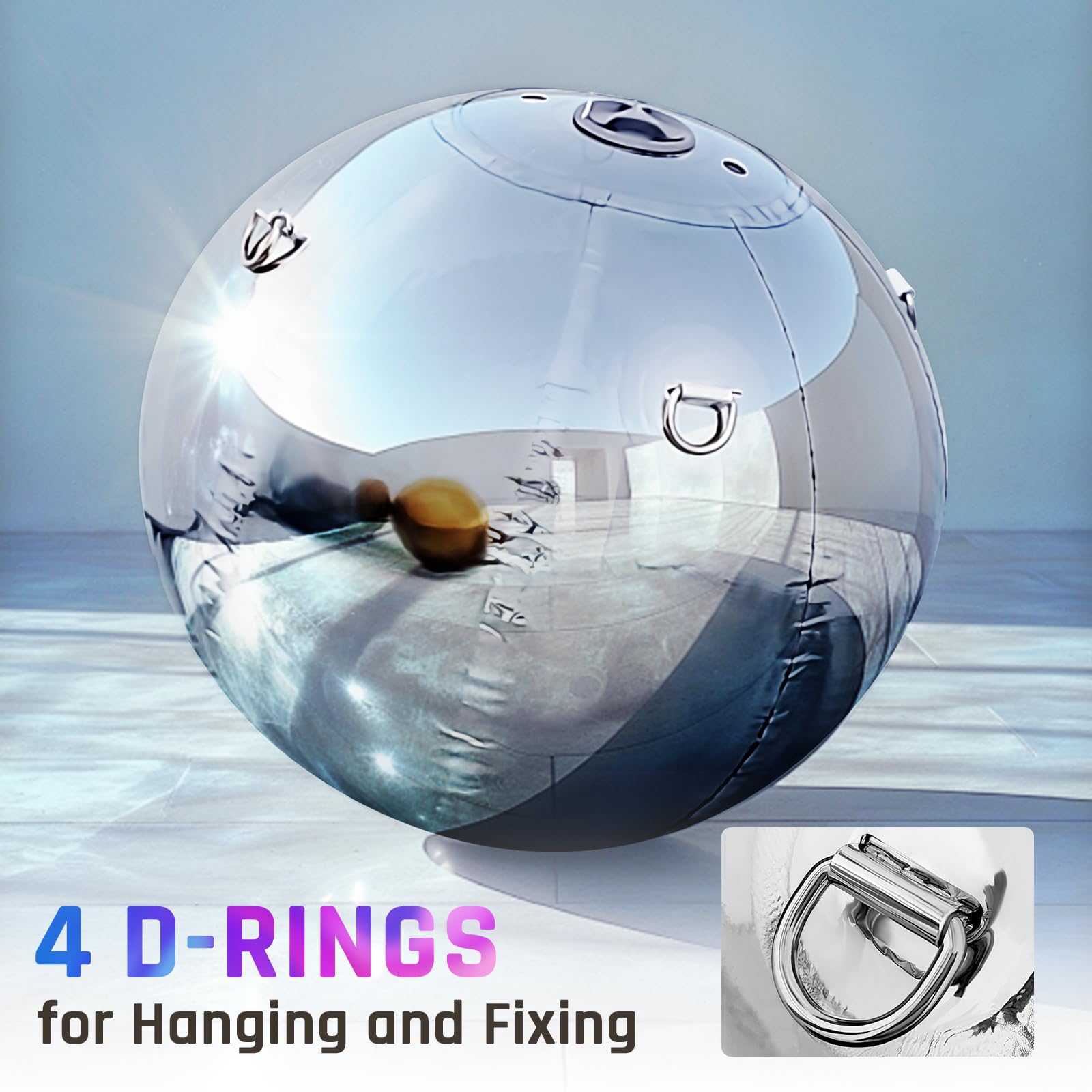 Inflatable Mirror Ball Airtight Big Shiny Balls with Air Pump for Event Decoration - Choose Color & Size