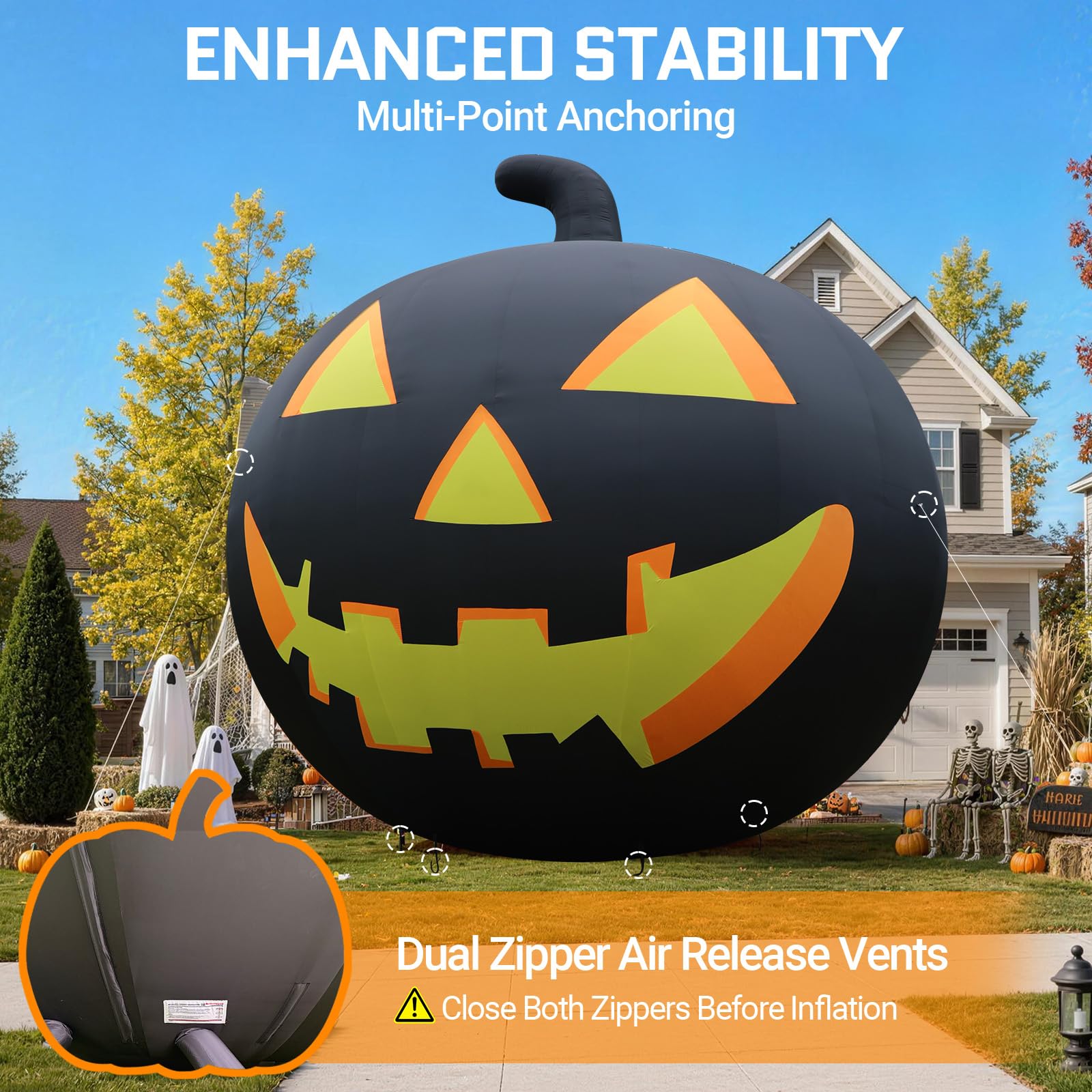 26Ft Inflatable Halloween Pumpkin with Blower – Haunted Giant Outdoor Yard Decoration