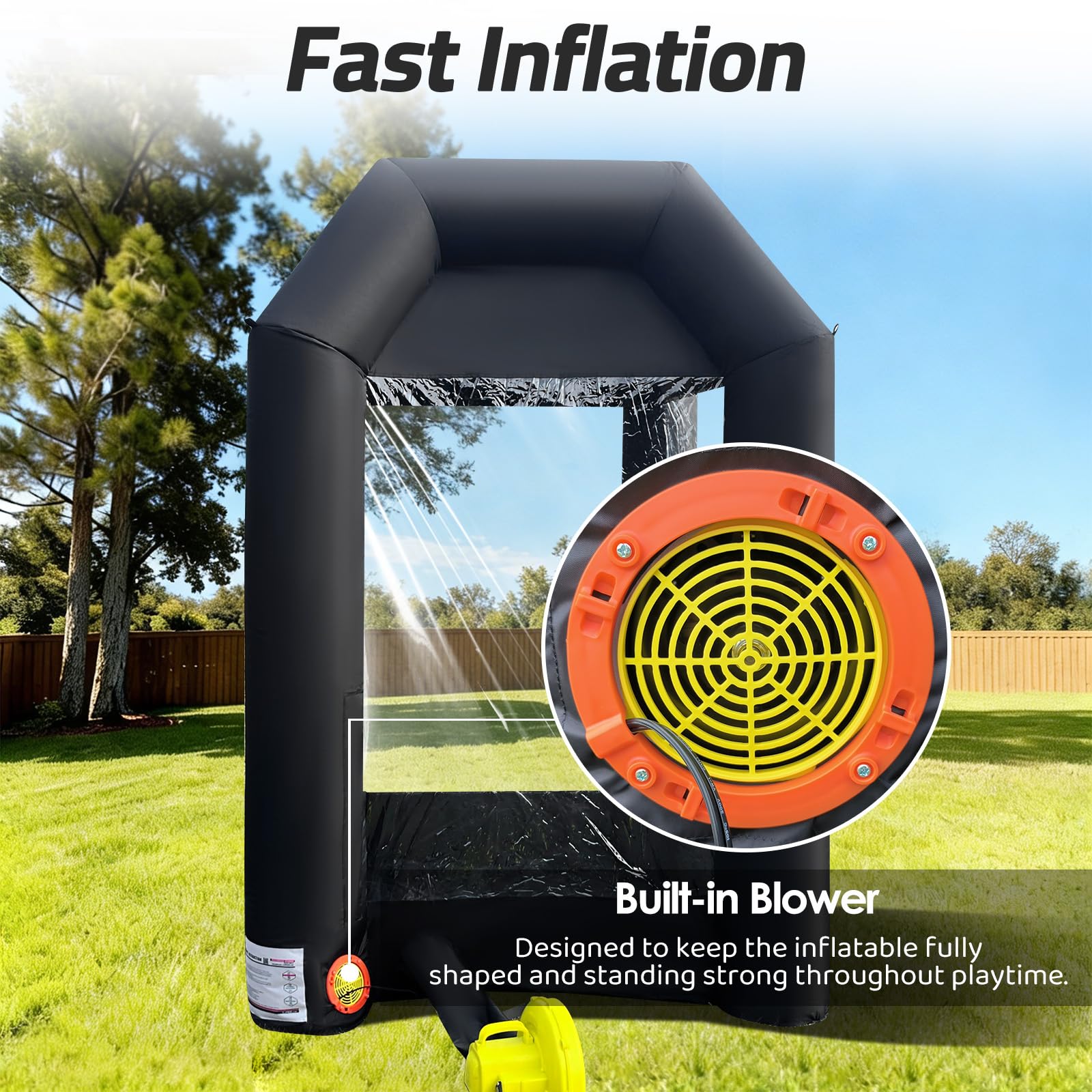 Inflatable Money Blowing Booth 5.2x5.2x8.2FT with 2 Blowers Cash Cube Game for Events