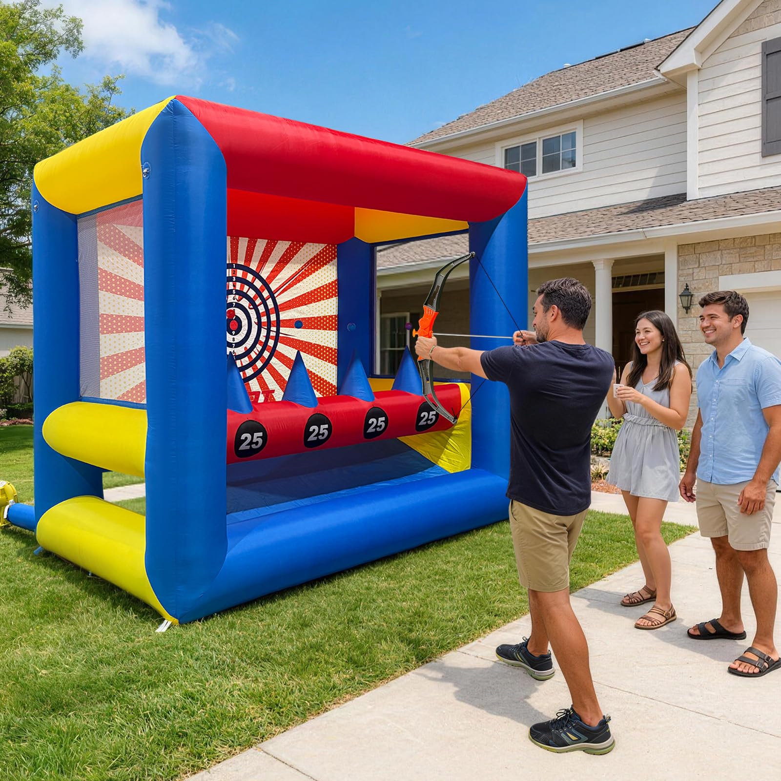 Inflatable Archery Game 10x6x8Ft with Floating Targets – Fun Indoor & Outdoor Party Game Set with Bows & Arrows