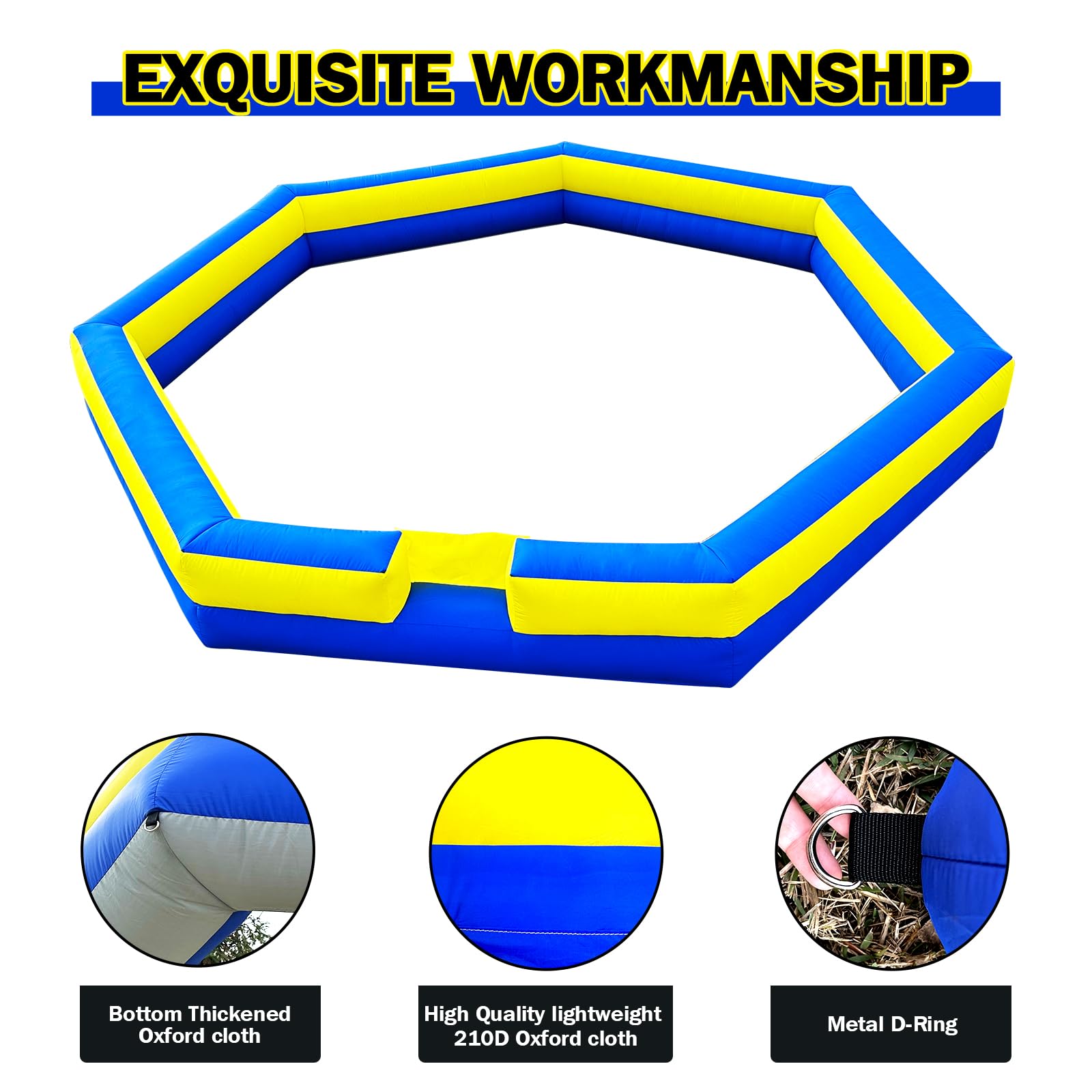 Warsun Blue & Yellow Portable Gaga Ball Pit With Built-In Blower 150w- 20ft -26ft