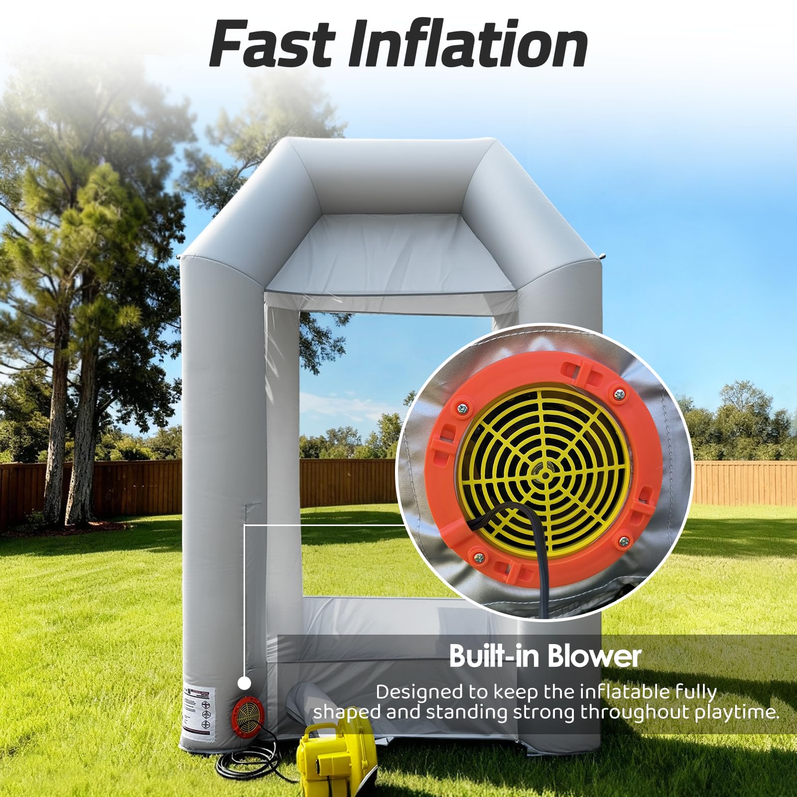 Inflatable Money Blowing Booth 5.2x5.2x8.2FT with 2 Blowers Cash Cube Game for Events