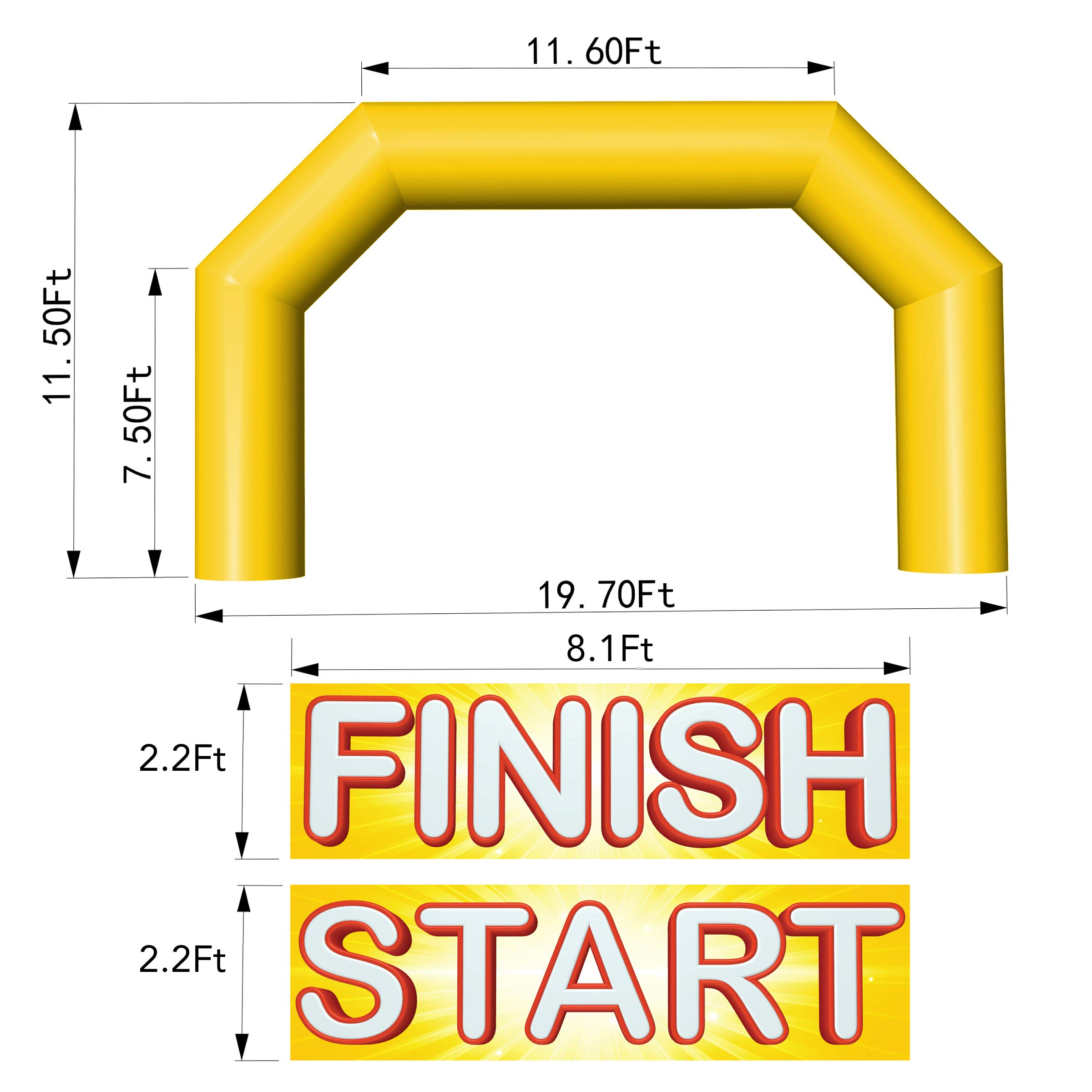 20Ft Inflatable Arch with Start Finish Line Banners & Blower for Races and Events