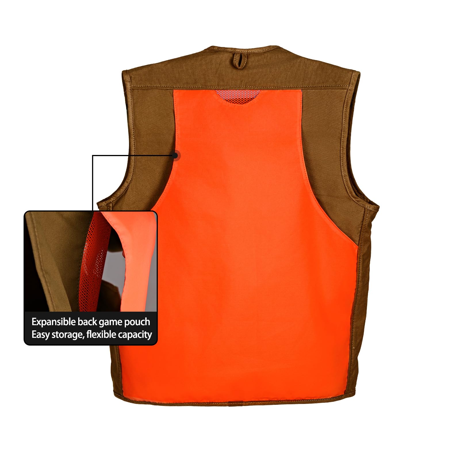 Upland Hunting Vest with Multi Pockets Orange/Brown