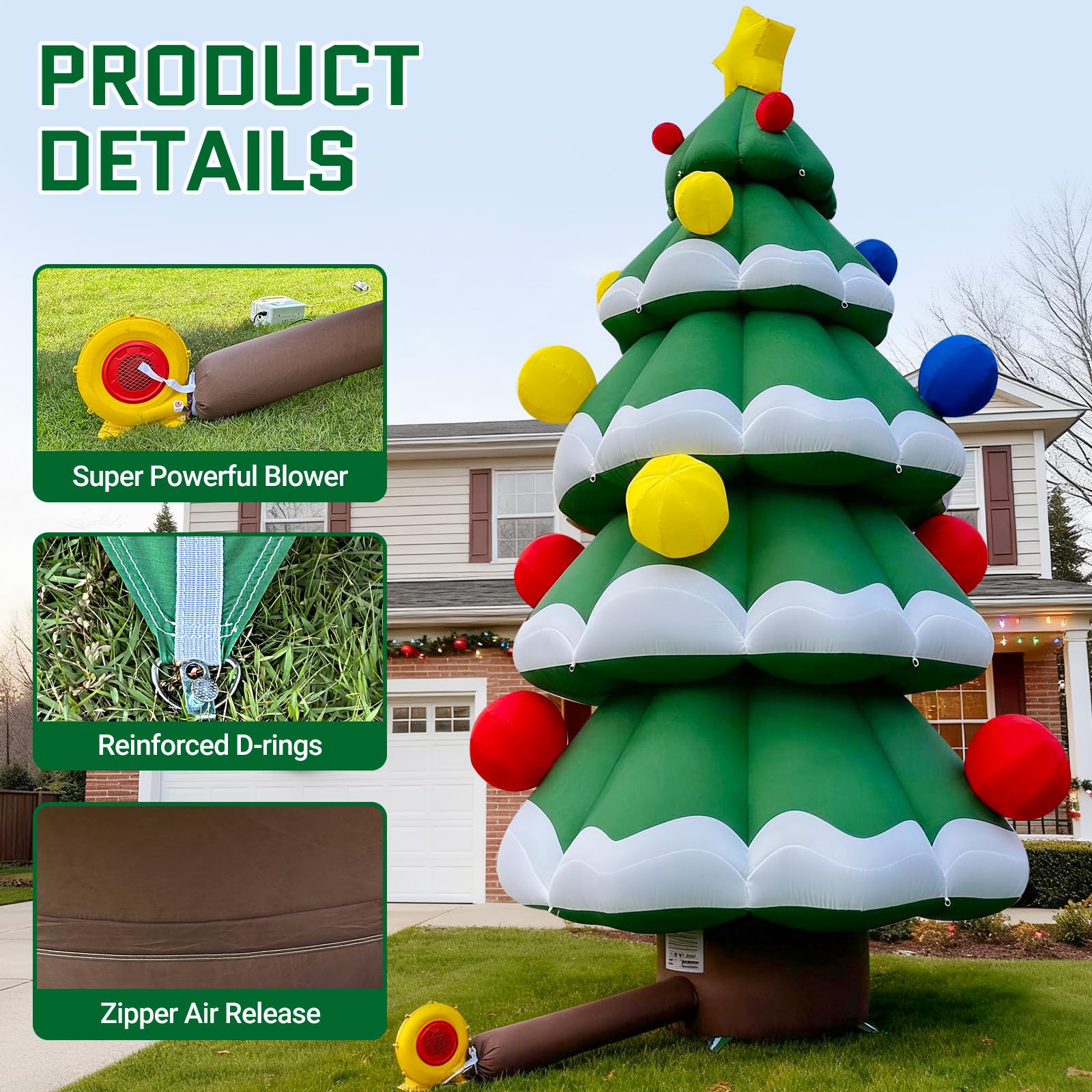New Arrival - 20Ft Tall Inflatable Christmas Tree with Multicolor Boxes and Star Outdoor Indoor Holiday Spirit Decoration