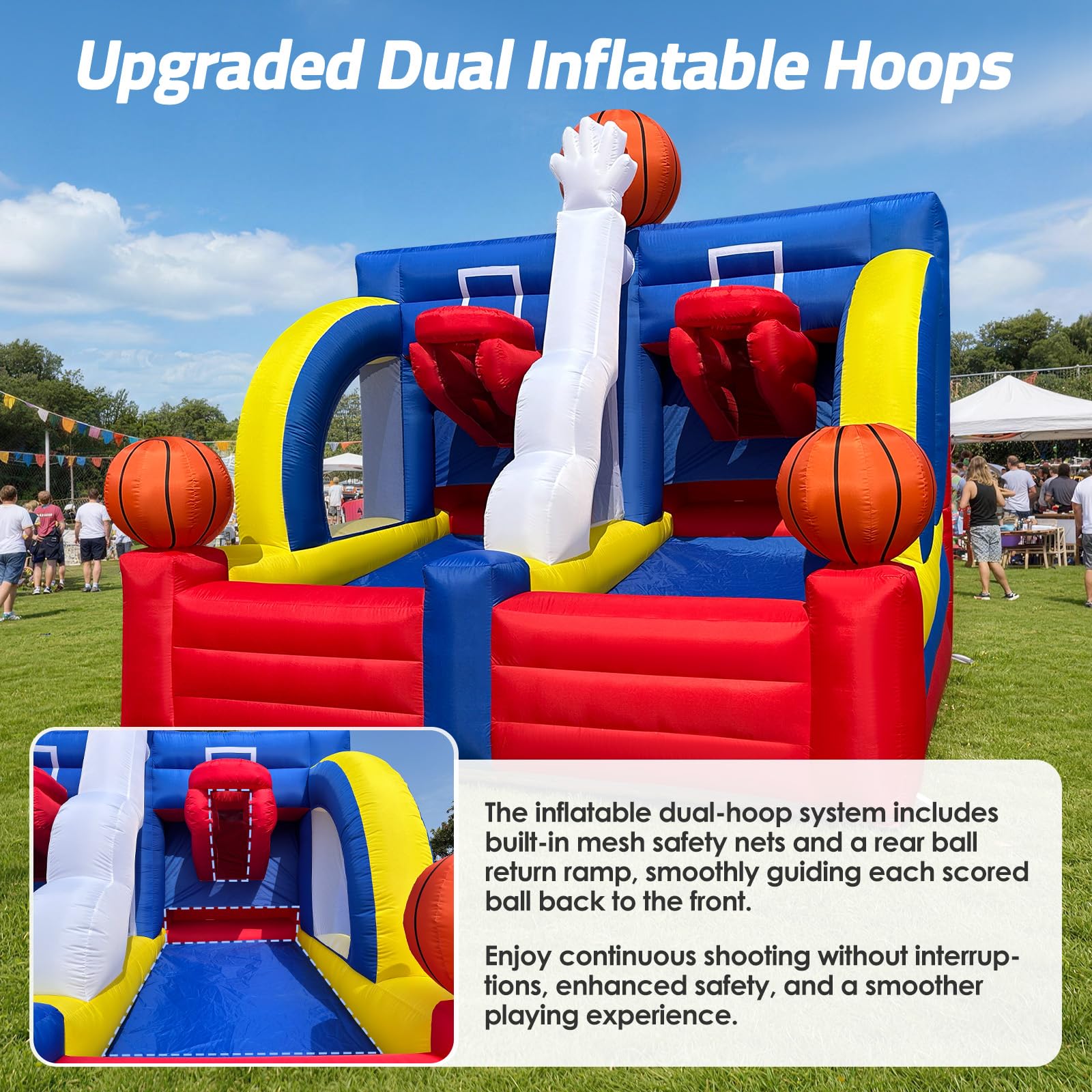 Inflatable Basketball Hoop Shot Dual Lane 13x10x12Ft - Giant Shooter