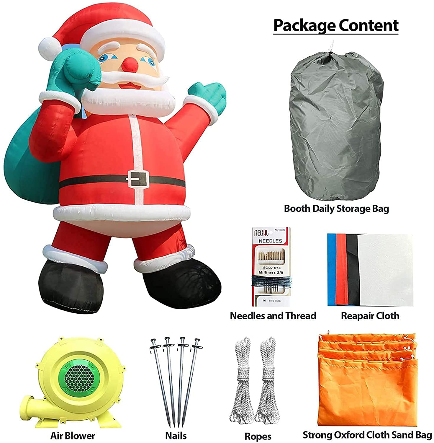 33Ft Giant Premium Inflatable Santa Claus with Blower for Christmas Yard Decoration - No Lights Included