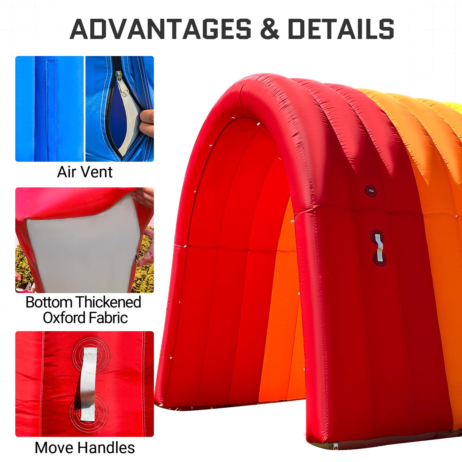 Inflatable Rainbow Tunnel Tent 16x10x10FT Entrance Archway for Events and Festivals