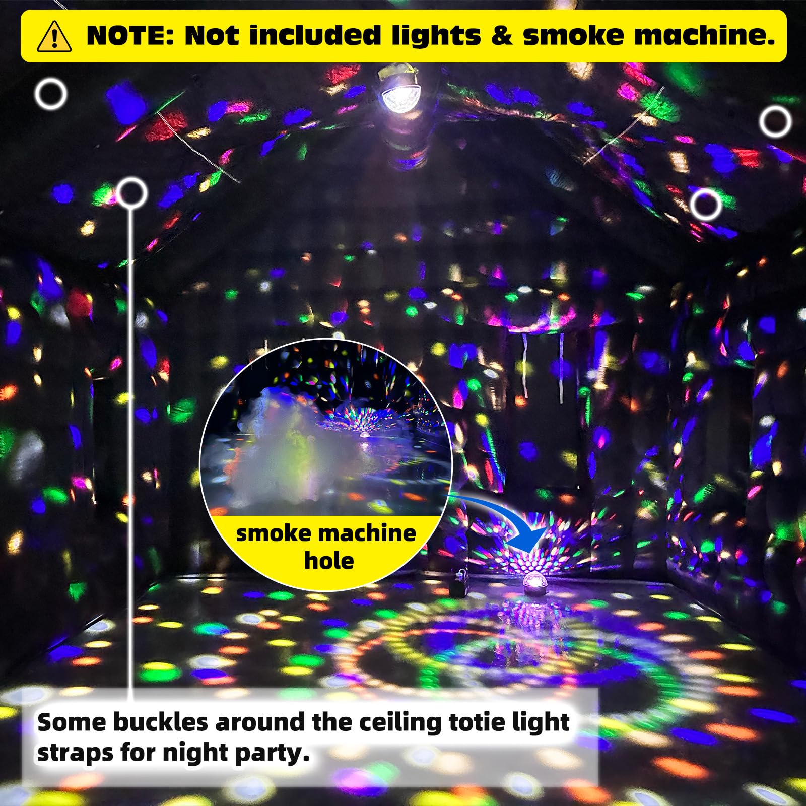 16.5x13x11.5ft Black Inflatable Nightclub Tent with Blower Portable Disco Pavilion for Events