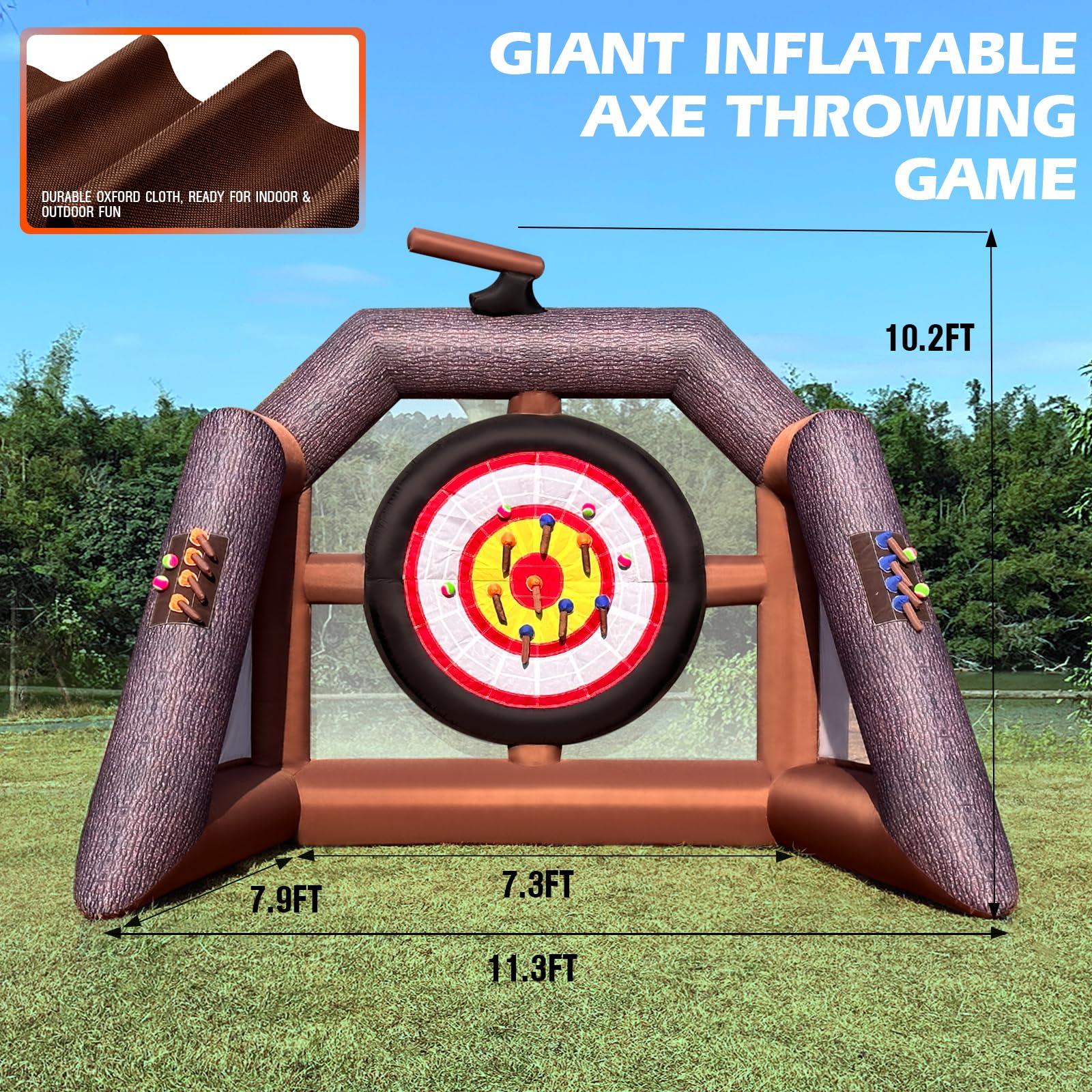 Inflatable Axe Throwing Game Inflatable Ball Toss Target Dart Board with 16 Axes+8 Balls