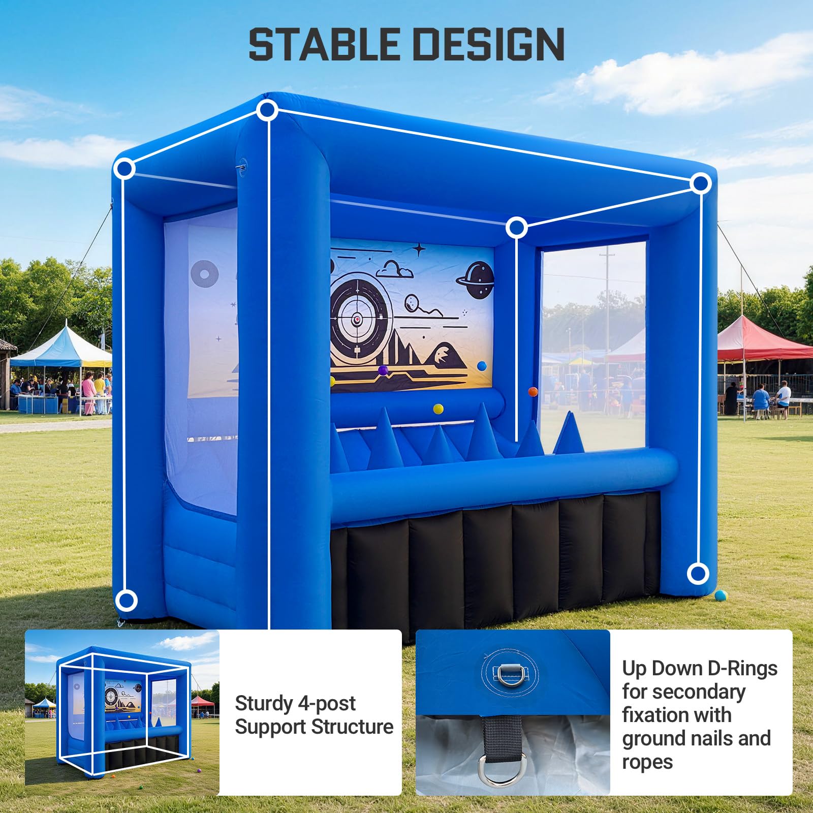 Inflatable Archery Target 10x6x8Ft - Floating Ball Shooting Interactive Games with 2 Longbows