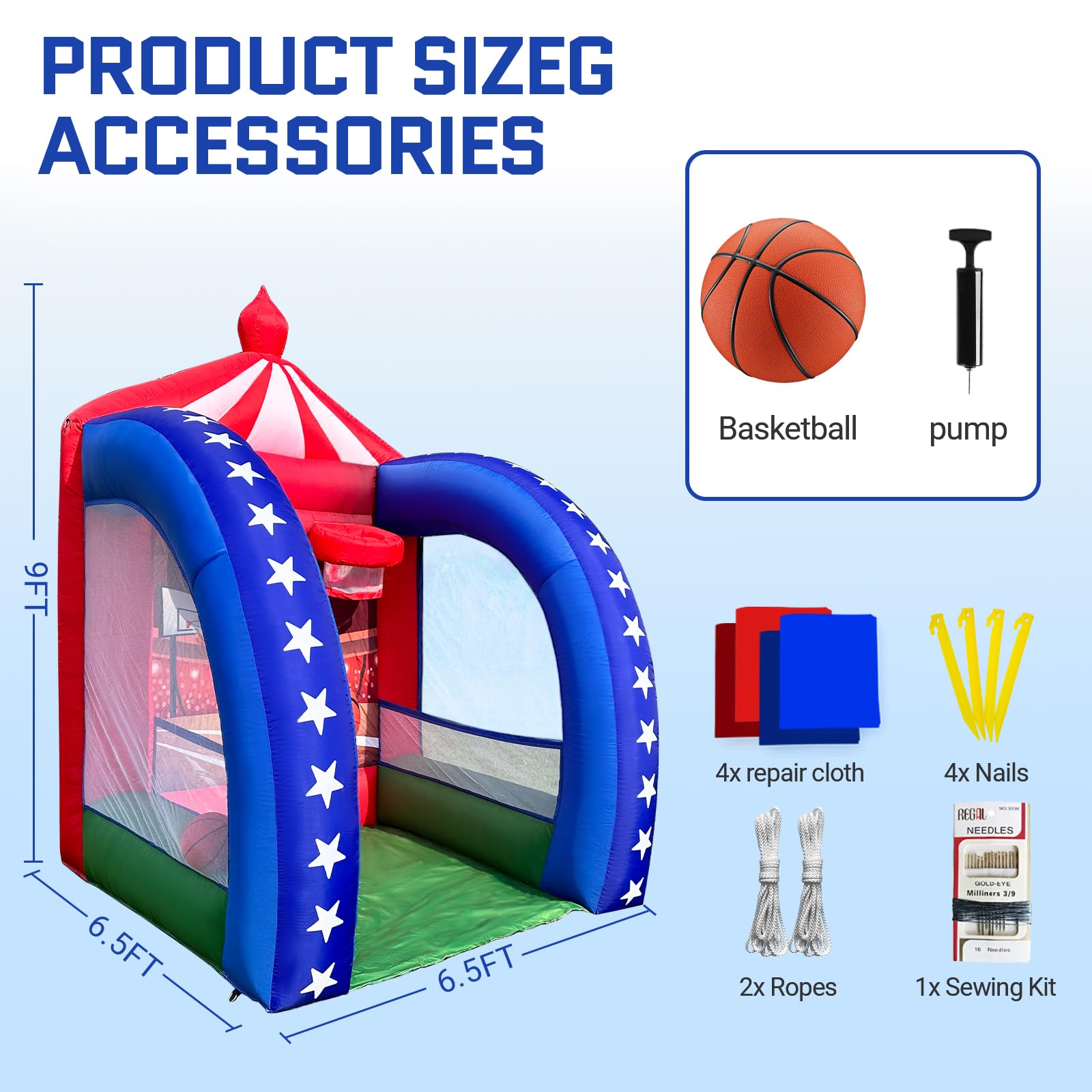 Inflatable Basketball Hoop Shot Game 6.5x6.5x9Ft with Ball and Blower for Parties Carnivals and Family Fun
