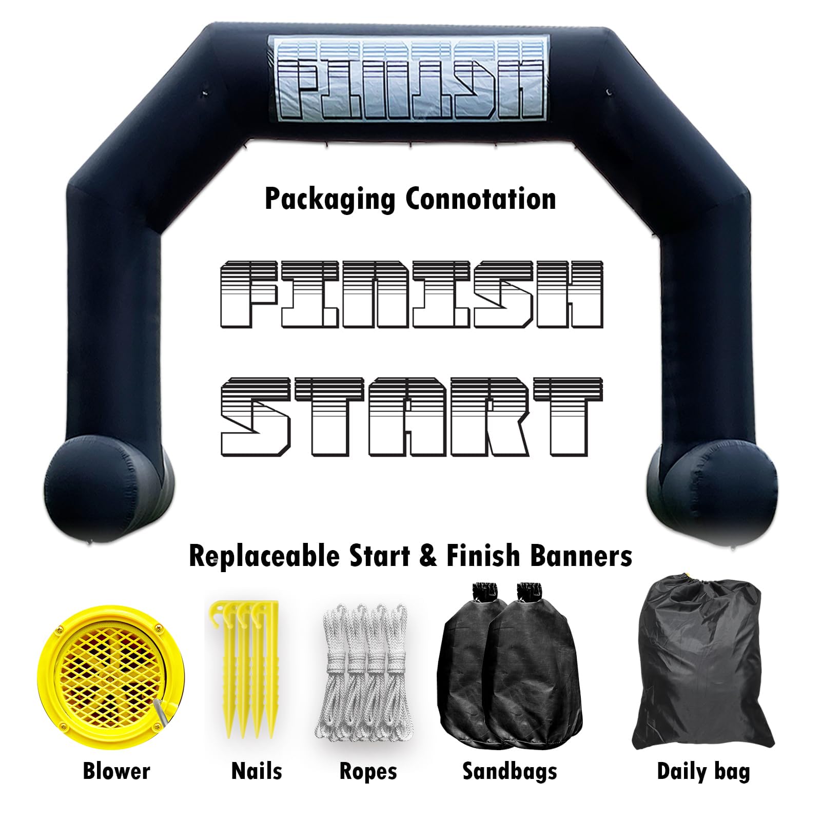 20Ft Inflatable Arch with Start Finish Banner and T-Shaped Base for Races and Events