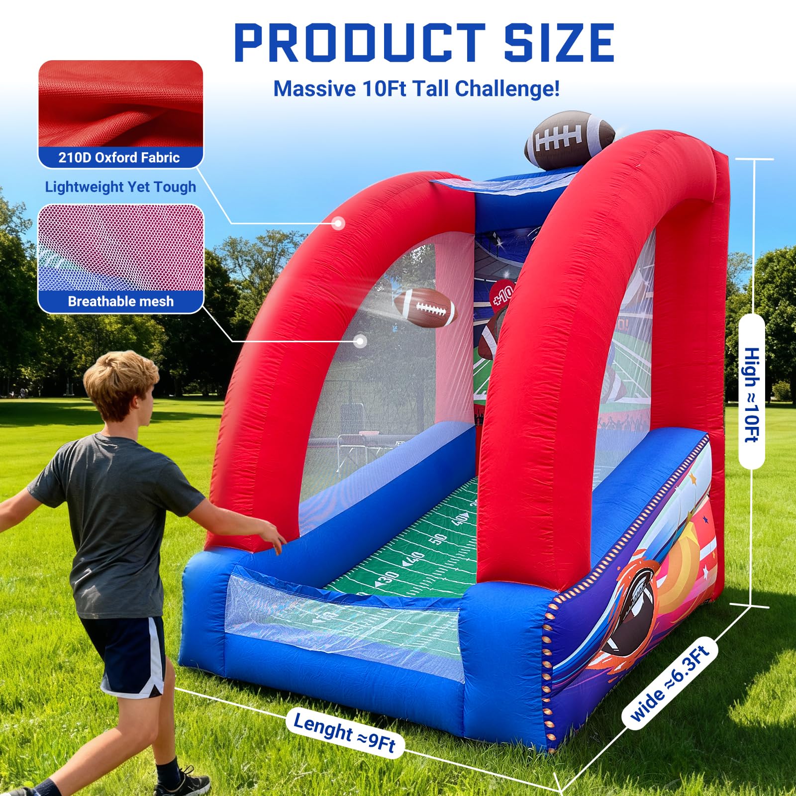 Inflatable Football Toss Game with 2 Balls Inflatable Interactive Carnival Games