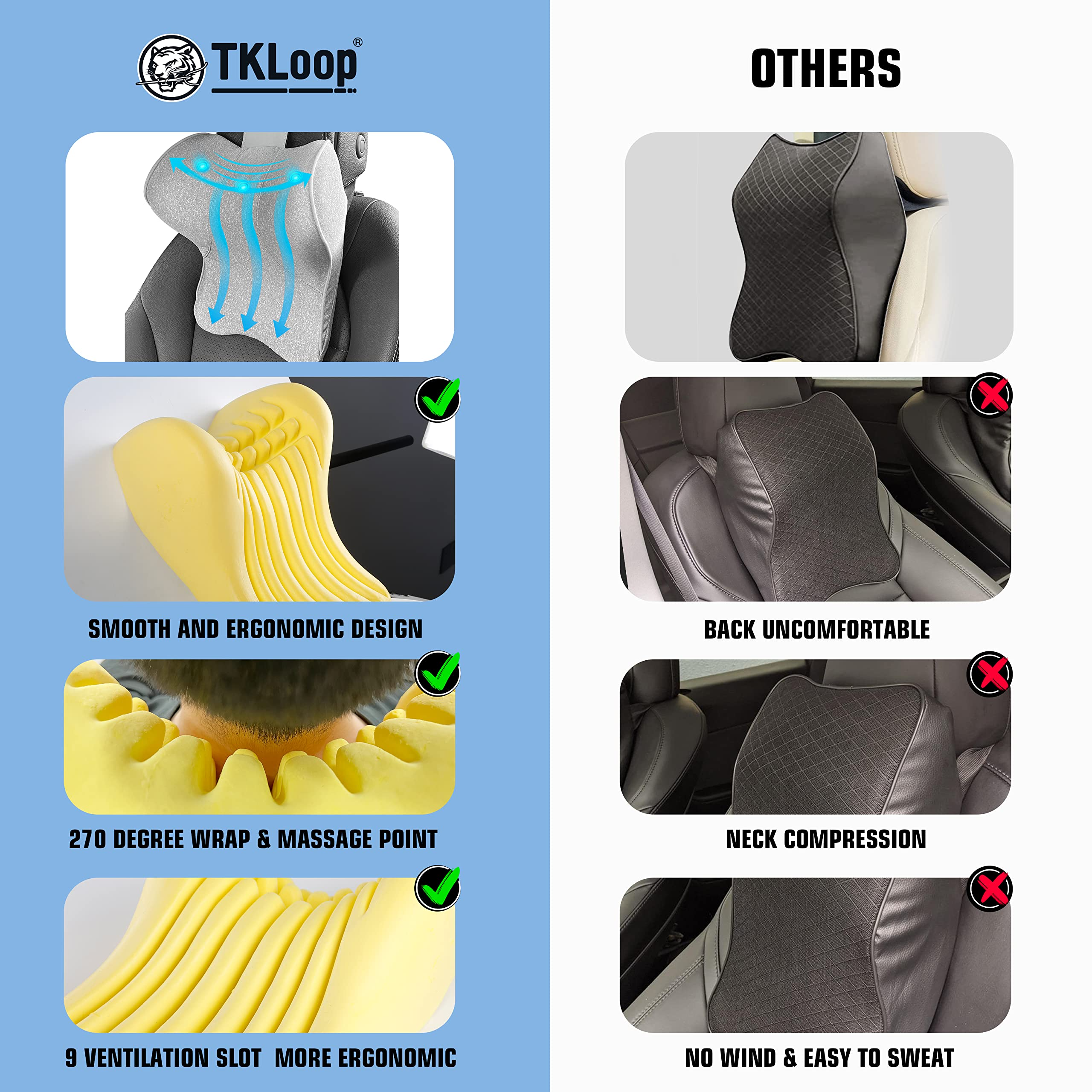 Car Neck Pillow Memory Foam Headrest Cervical Cushion for Driving