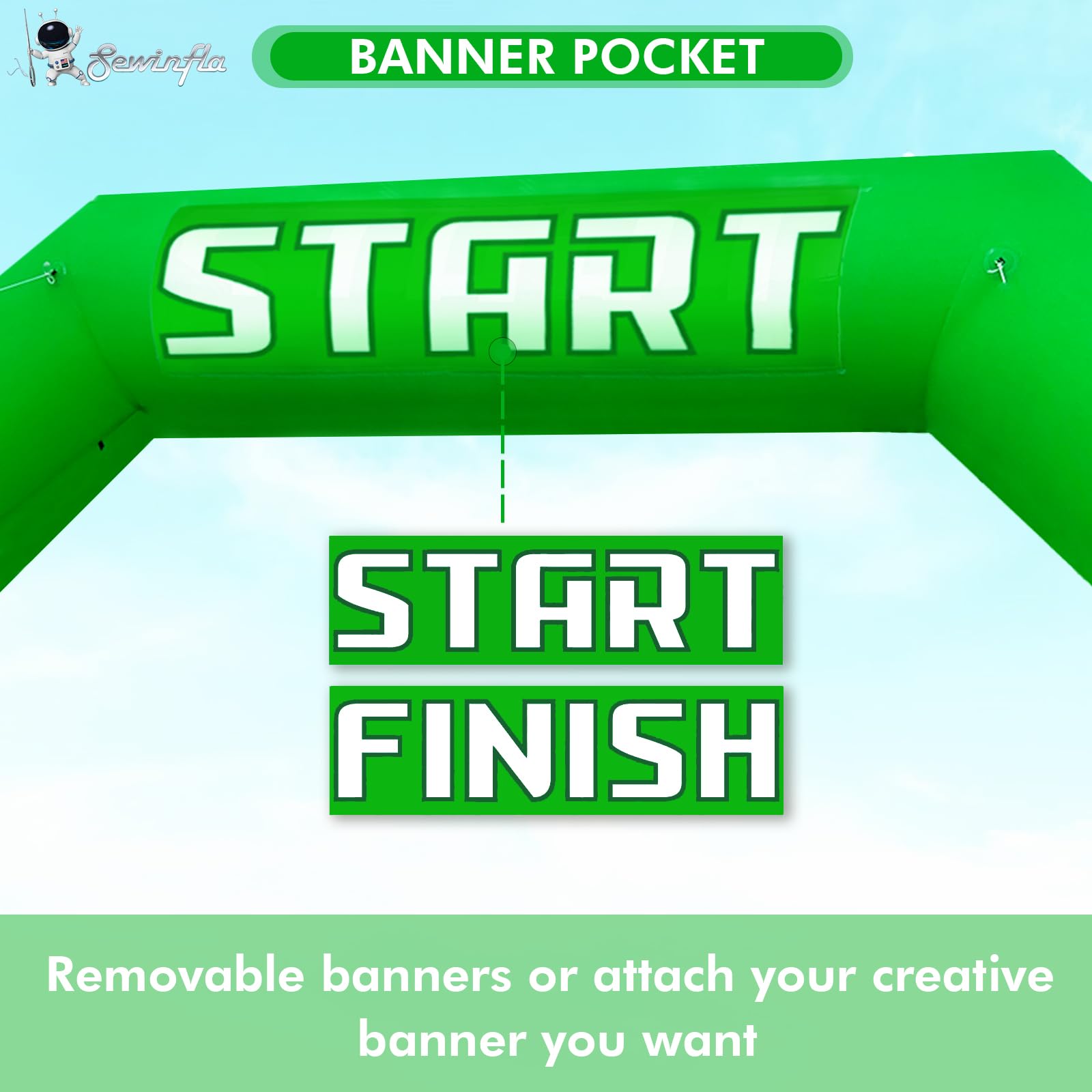 20Ft Inflatable Arch with Start Finish Banner and T-Shaped Base for Races and Events