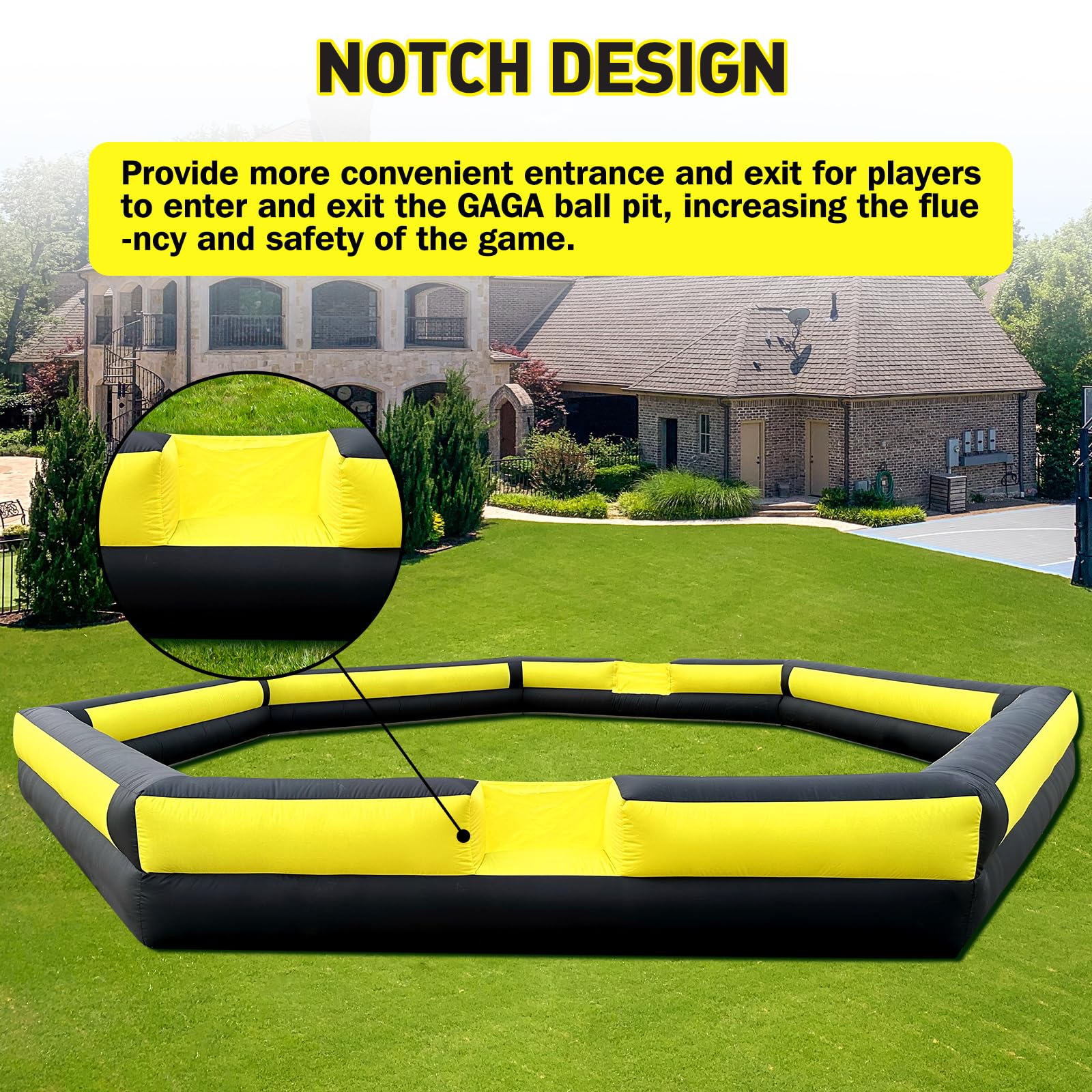 Giant 26Ft Gaga Ball Pit Inflatable with Built-in Blower, Portable Gaga ball Court for Sport Games